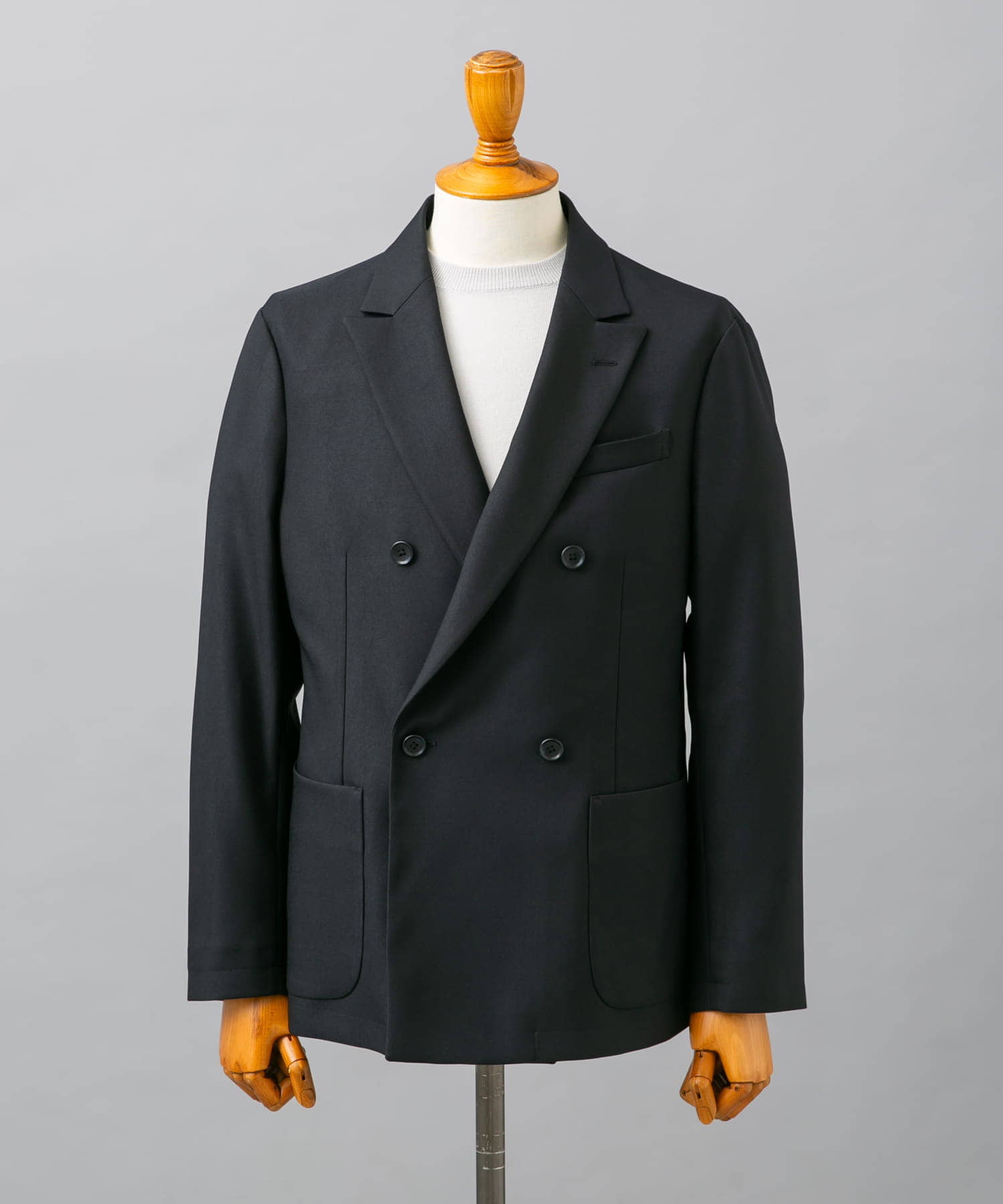 LIFE STYLE TAILOR　ウールライクツイルコンフォータブルW ジャケット NAVY S