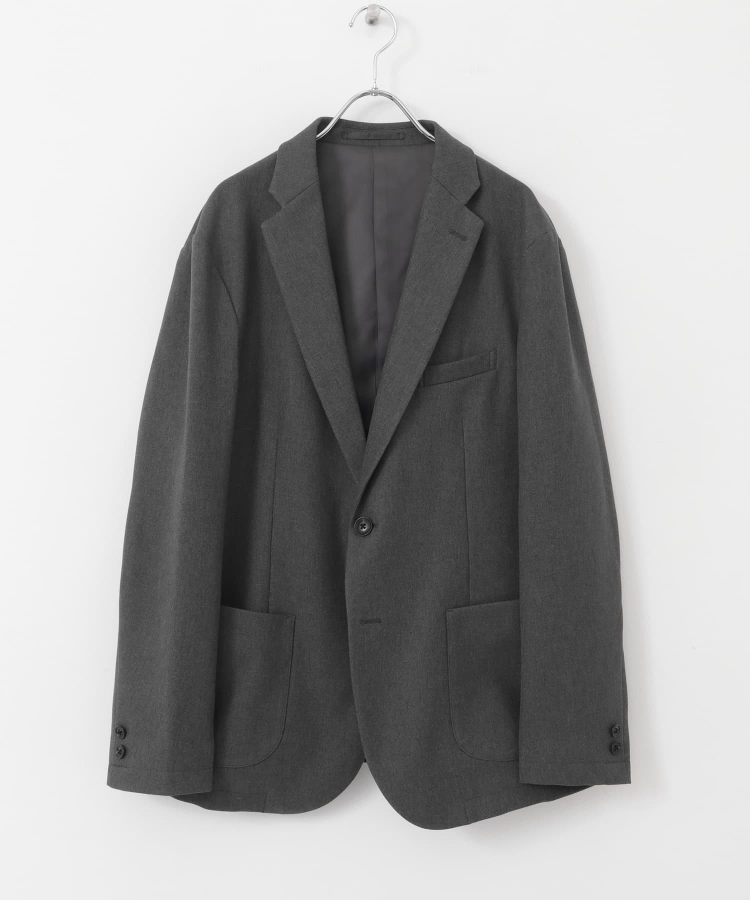 LIFE STYLE TAILOR　ブラッシュドウールライクストレッチジャケット GRAY S