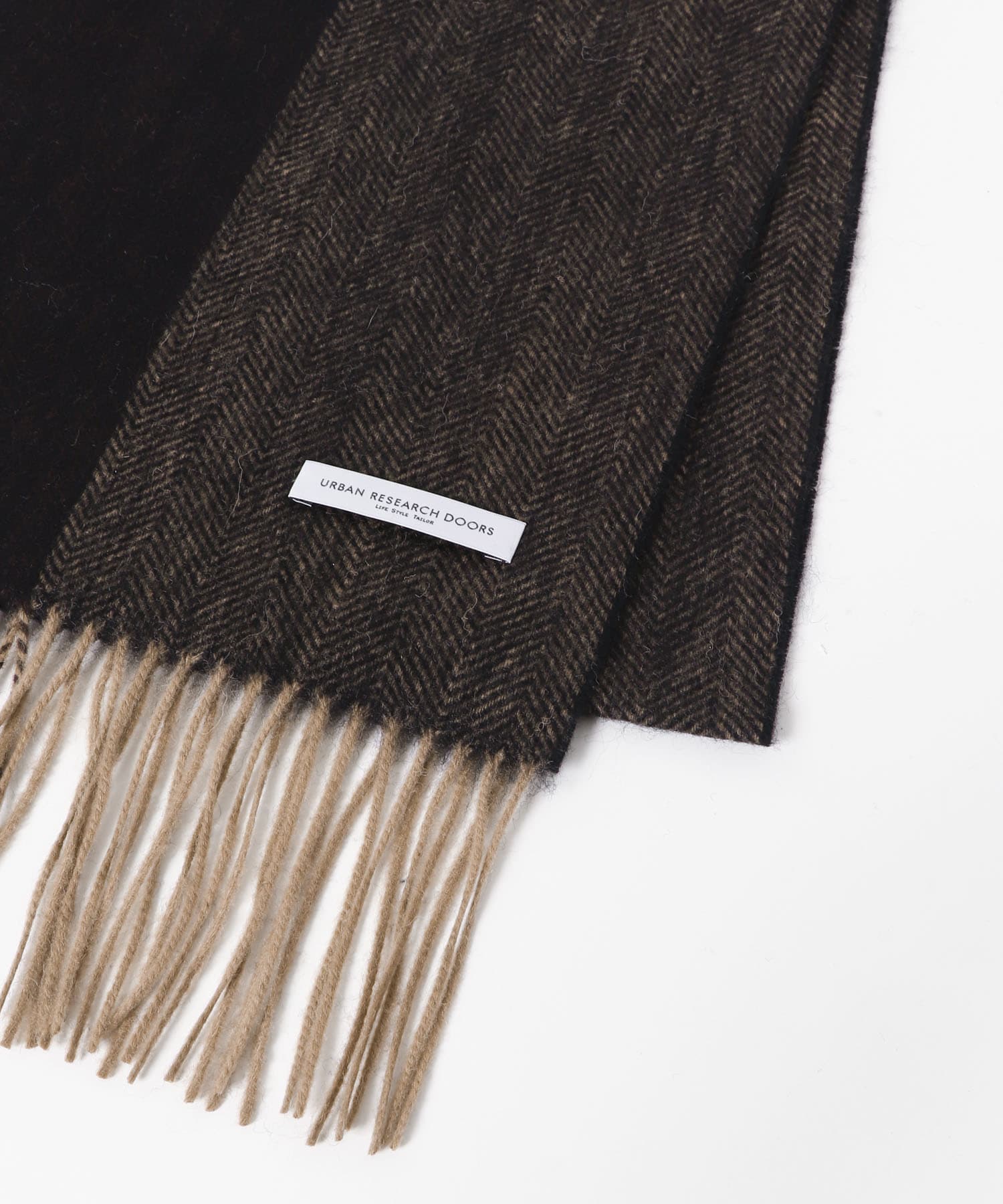 LIFE STYLE TAILOR　サイドラインウールマフラー BROWN -
