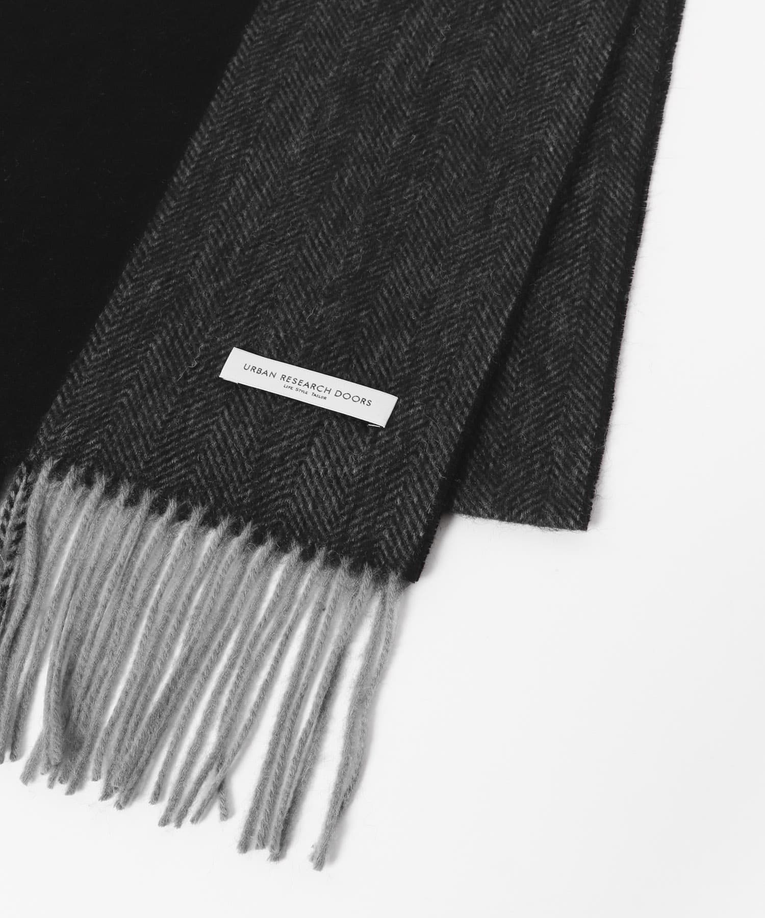 LIFE STYLE TAILOR　サイドラインウールマフラー BLACK -