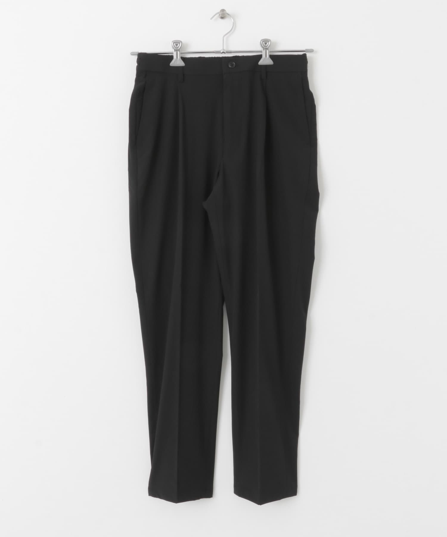 『イージーケア』LIFE STYLE TAILOR　リップストップナイロンストレッチパンツ BLACK S