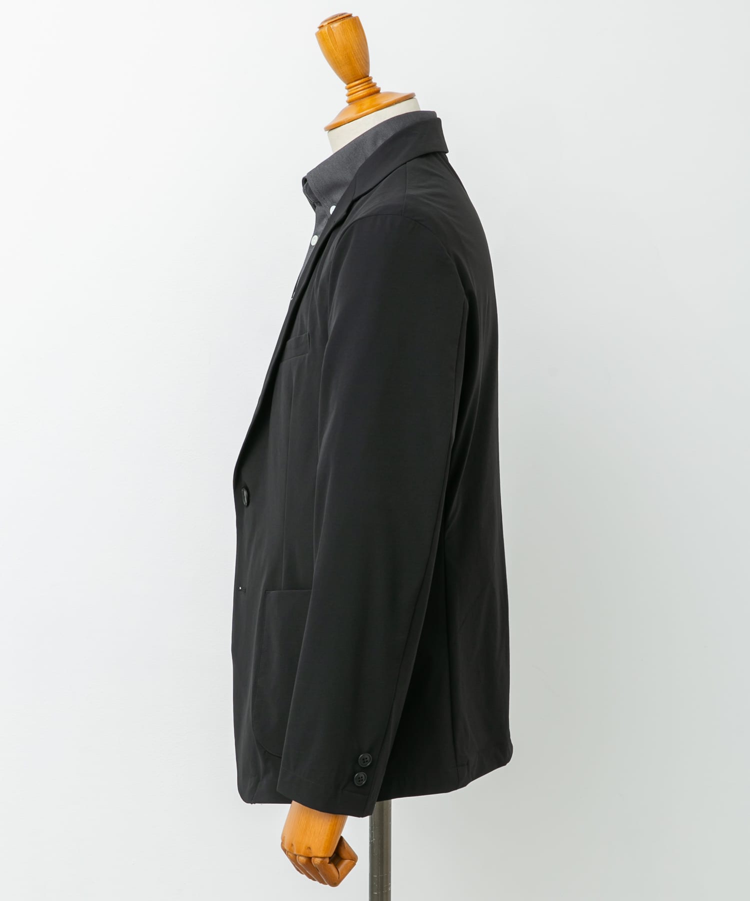 『イージーケア』LIFE STYLE TAILOR　リップストップナイロンストレッチジャケット BLACK S