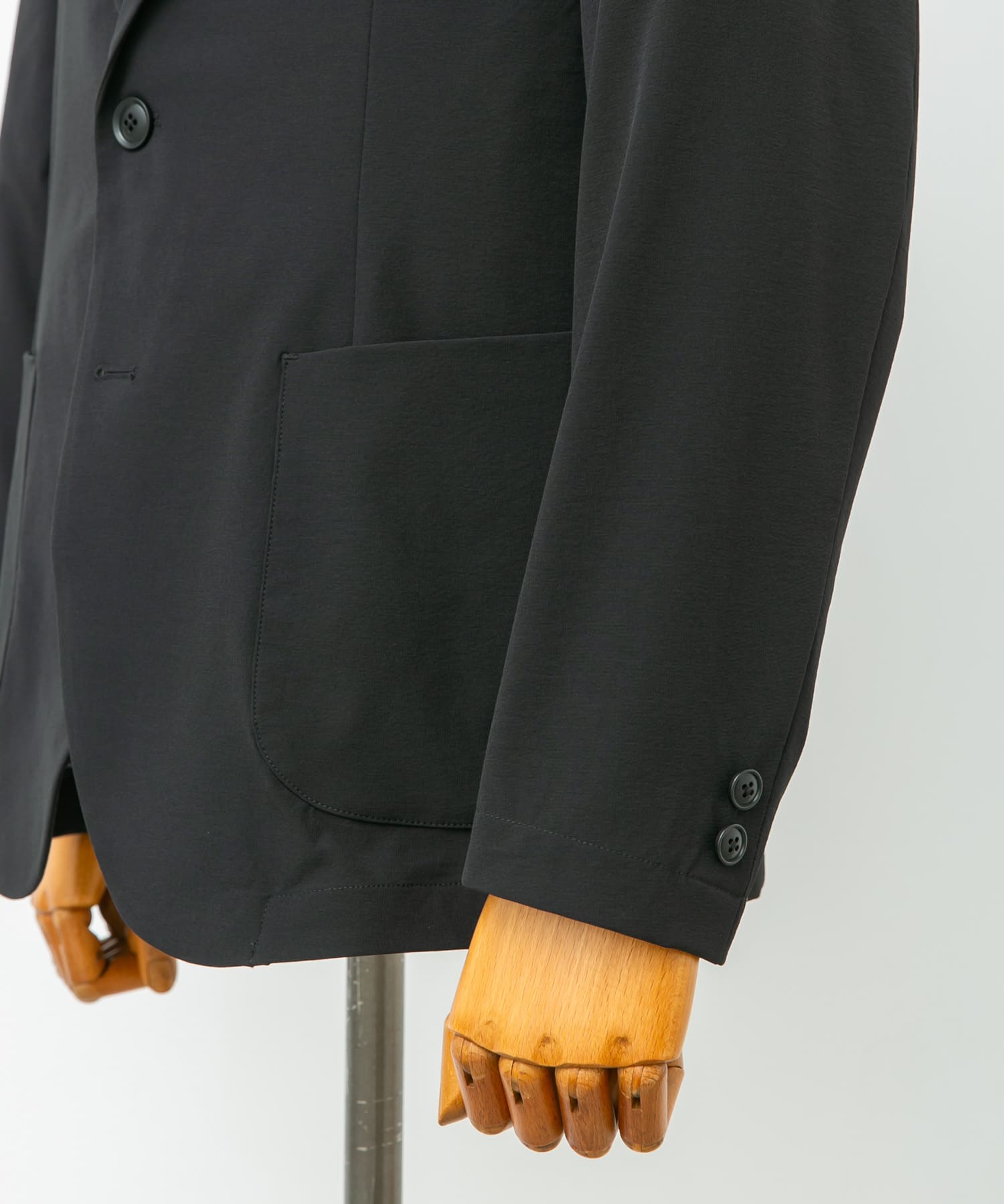 『イージーケア』LIFE STYLE TAILOR　リップストップナイロンストレッチジャケット BLACK M