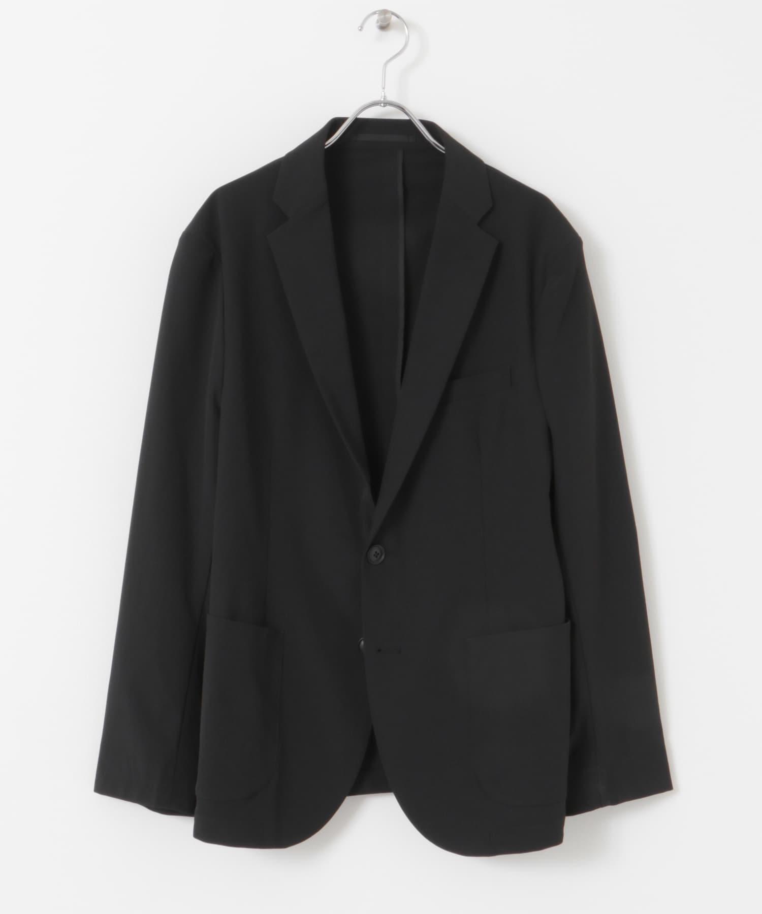 『イージーケア』LIFE STYLE TAILOR　リップストップナイロンストレッチジャケット BLACK S