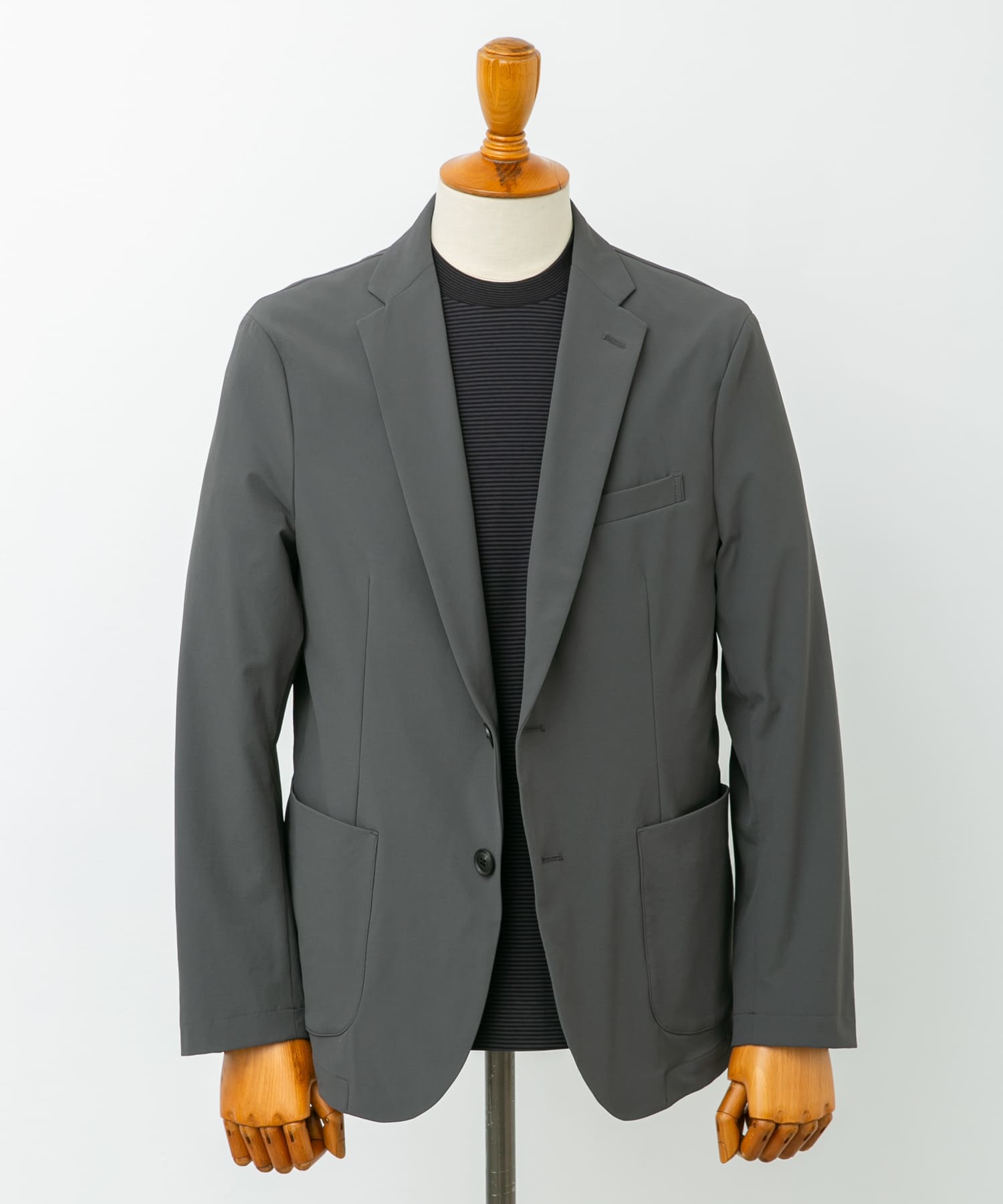 『イージーケア』LIFE STYLE TAILOR　リップストップナイロンストレッチジャケット GRAY S