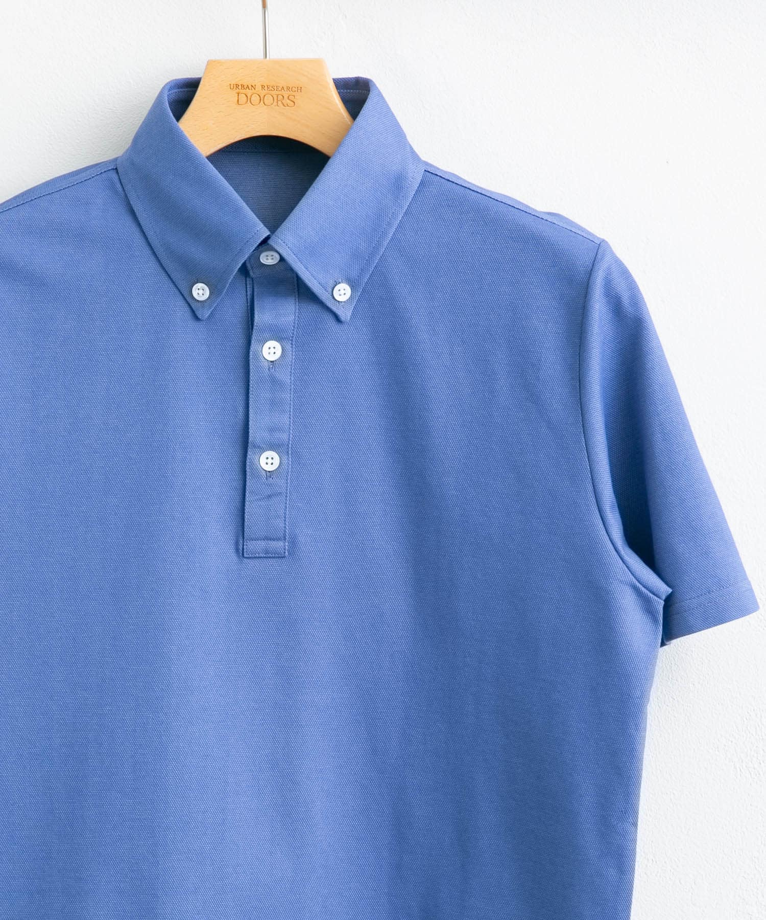 『吸水速乾』LIFE STYLE TAILOR　ボタンダウン半袖プルオーバー BLUE M