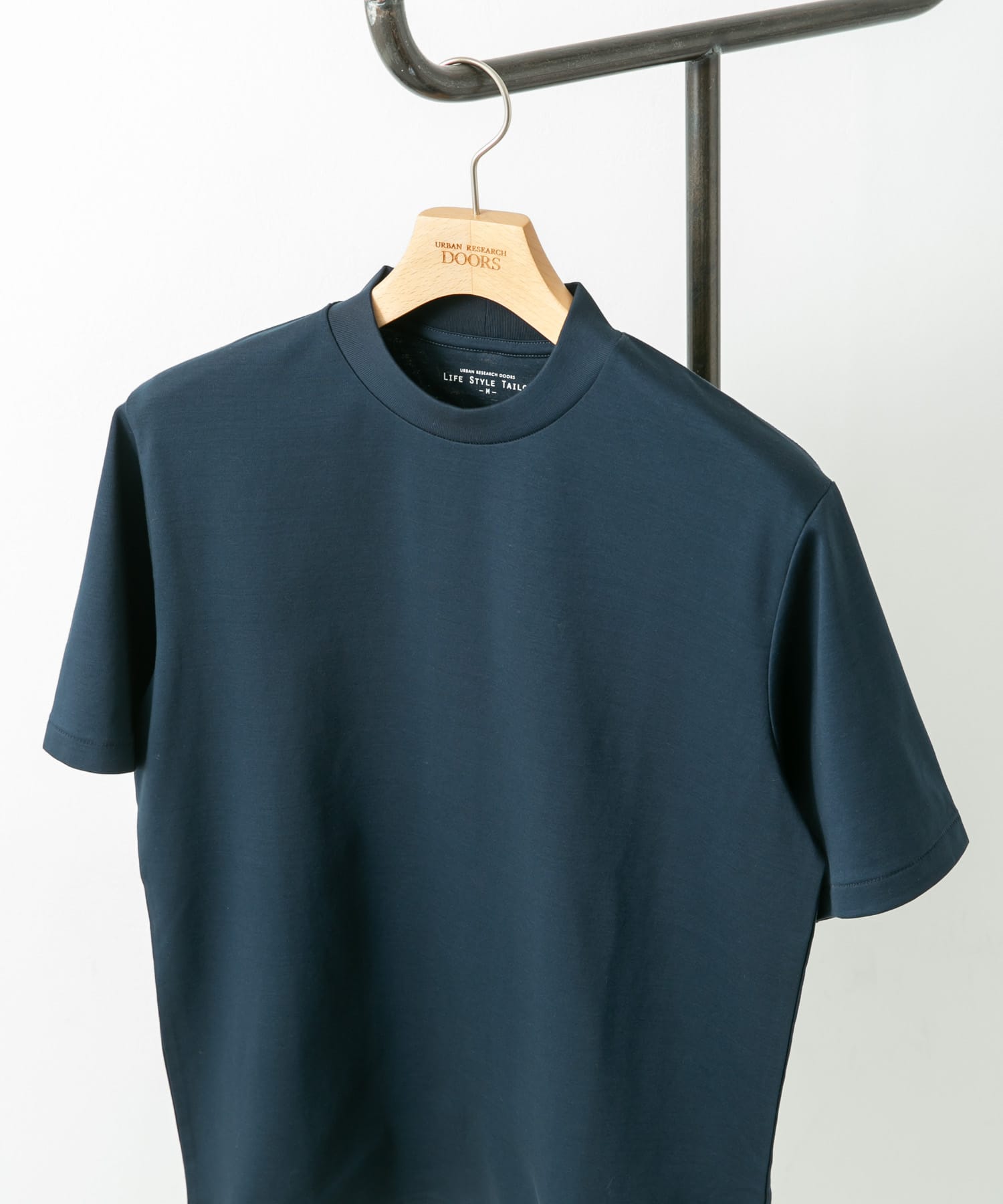 『抗菌/防臭』LIFE STYLE TAILOR　シルケットポンチストレッチTシャツ BLUE NAVY M