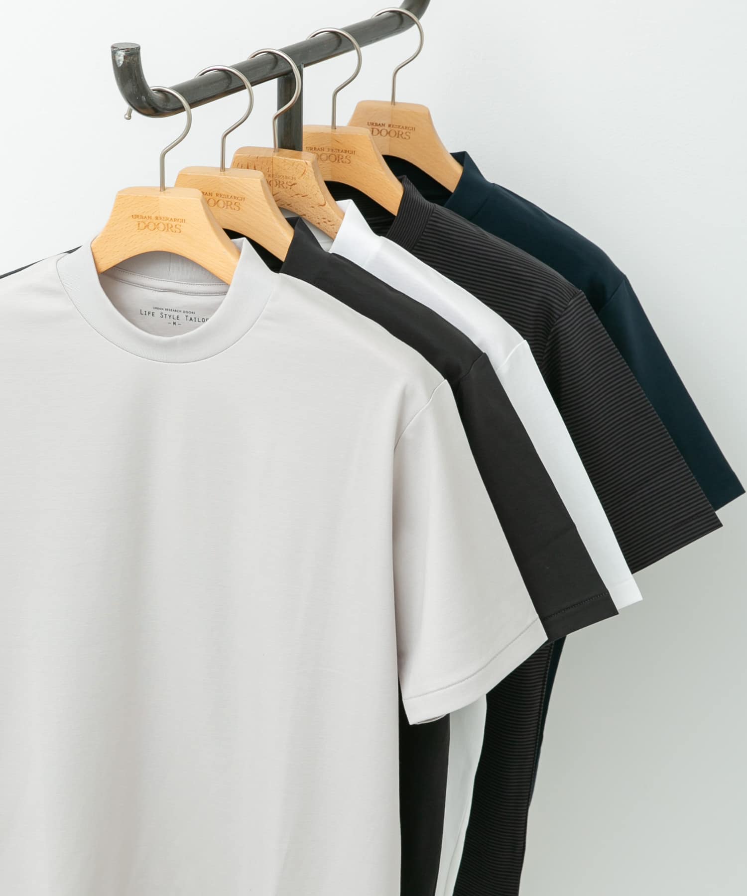 『抗菌/防臭』LIFE STYLE TAILOR　シルケットポンチストレッチTシャツ ICE GRAY L