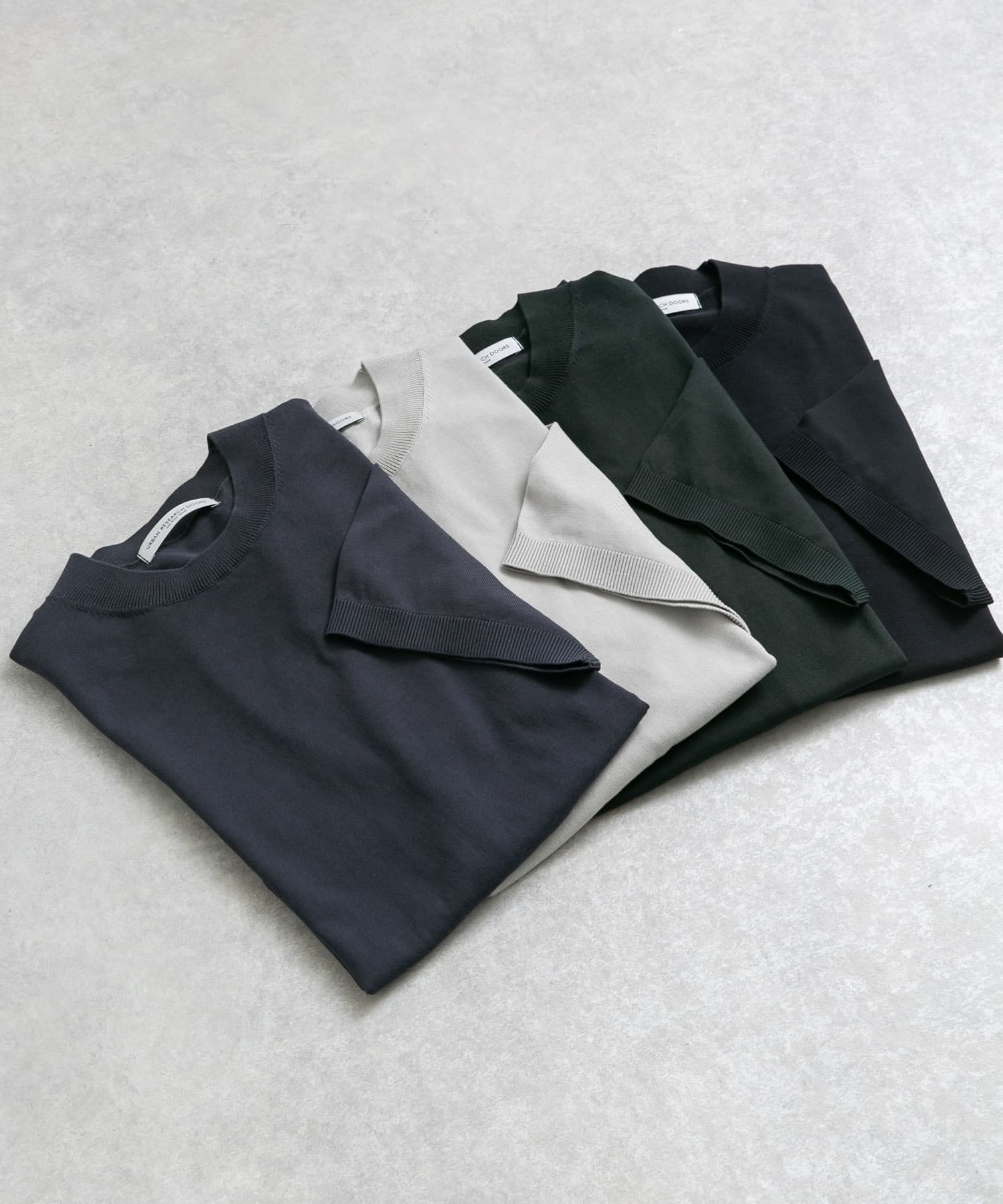 LIFE STYLE TAILOR　ハイゲージクルーネック半袖ニット BLUE GRAY M