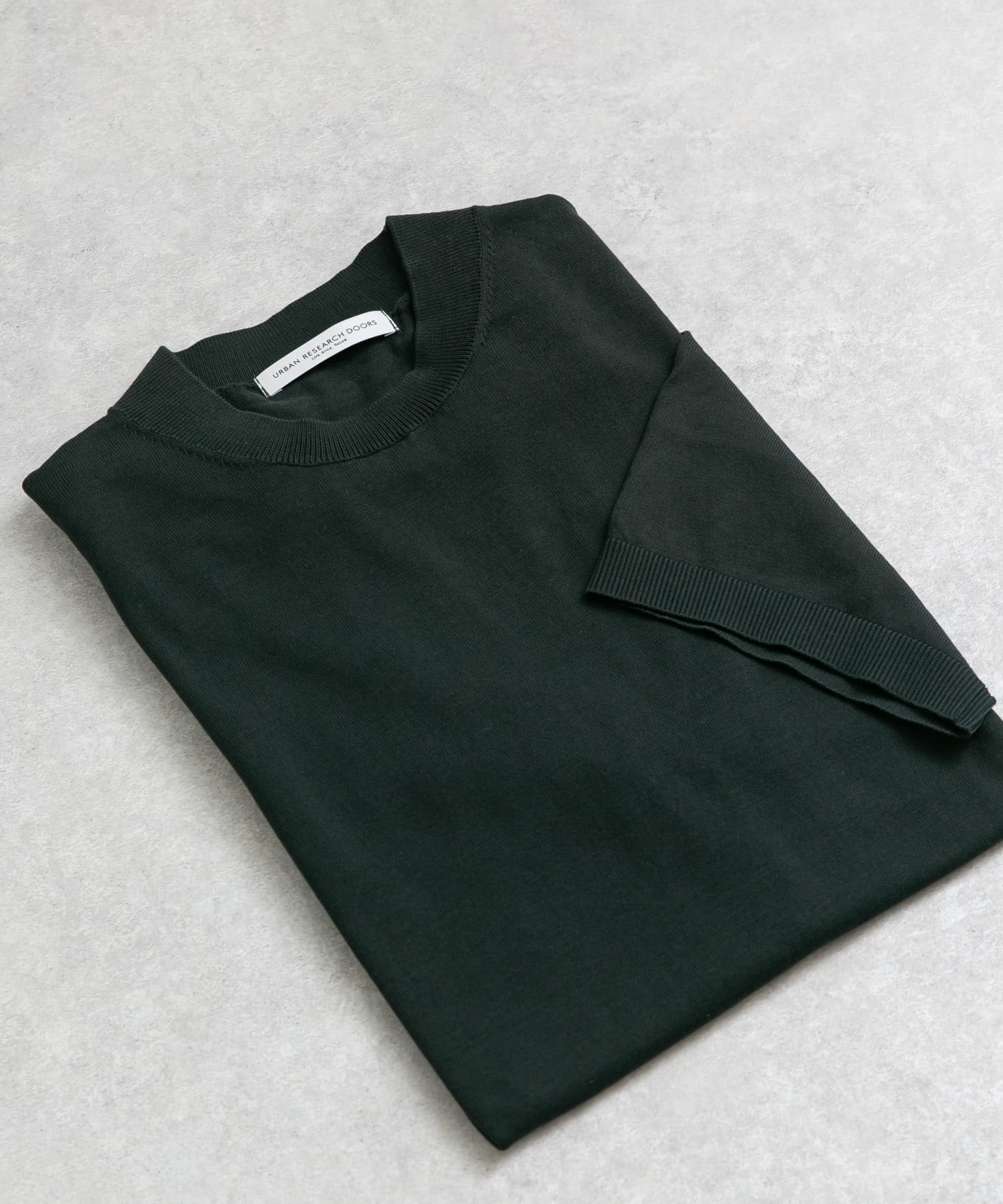 LIFE STYLE TAILOR　ハイゲージクルーネック半袖ニット GREEN M