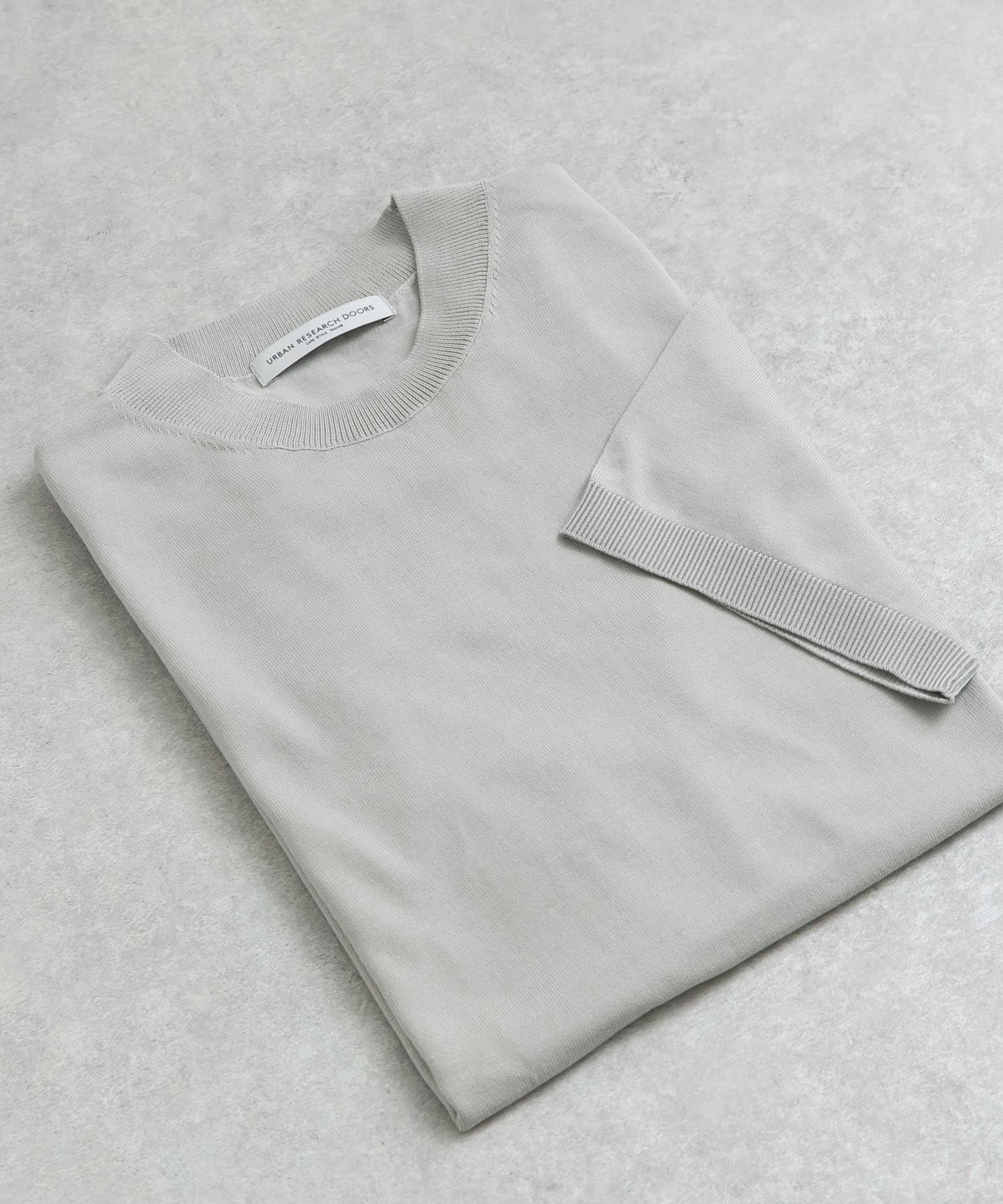 LIFE STYLE TAILOR　ハイゲージクルーネック半袖ニット IVORY M