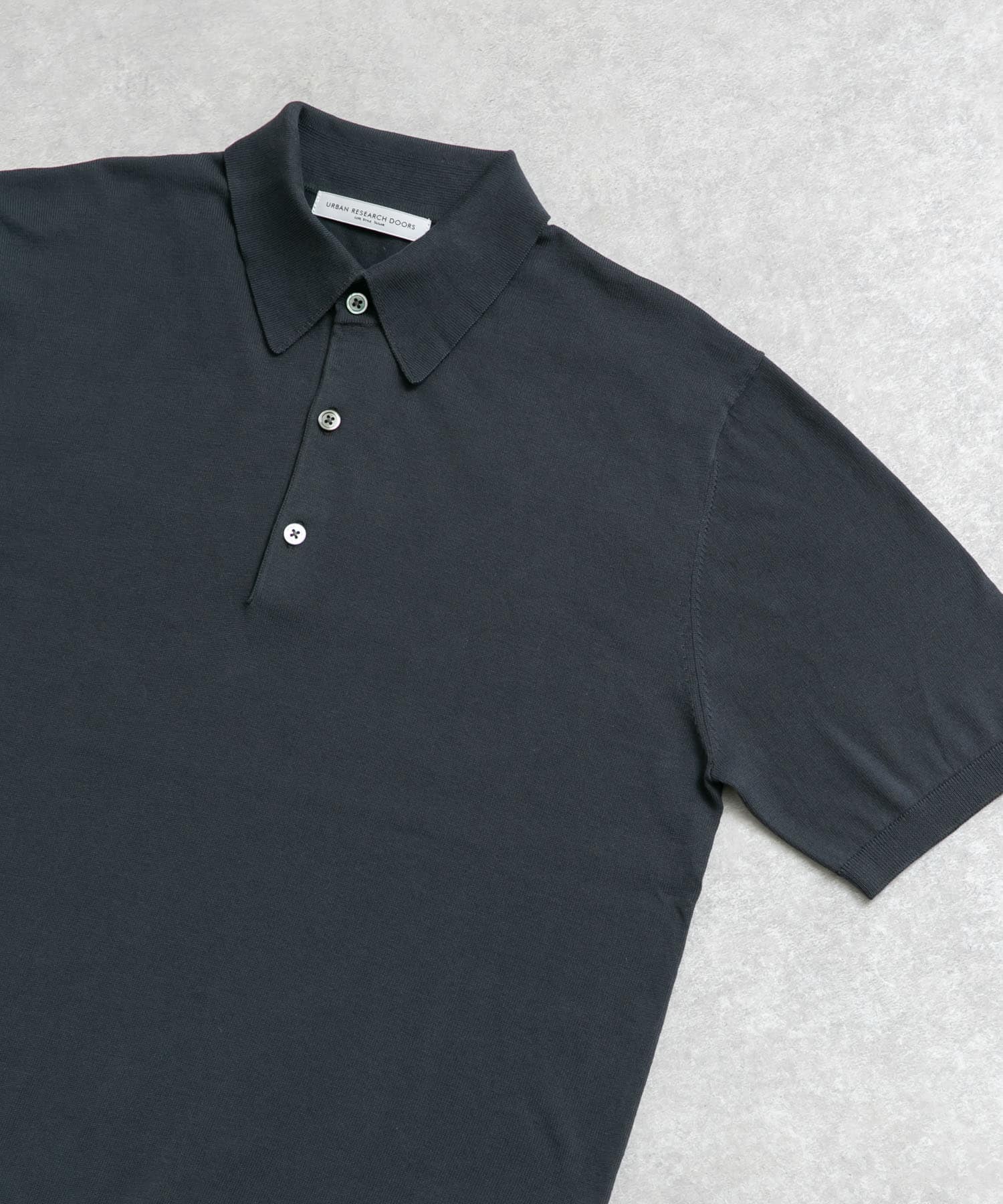 『UR TECH ひやサラクール』『接触冷感/UVカット』 ニットポロシャツ BLUE GRAY M