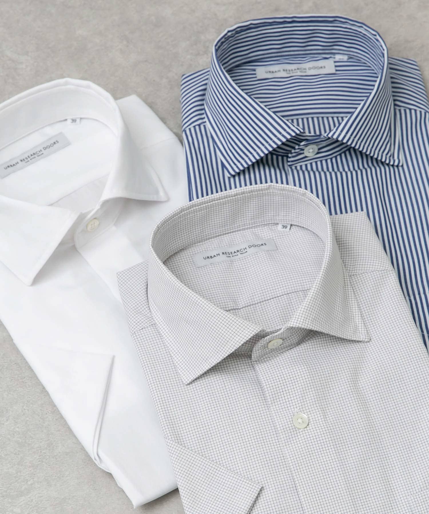 LIFE STYLE TAILOR　セミワイド半袖シャツ WHITE 37