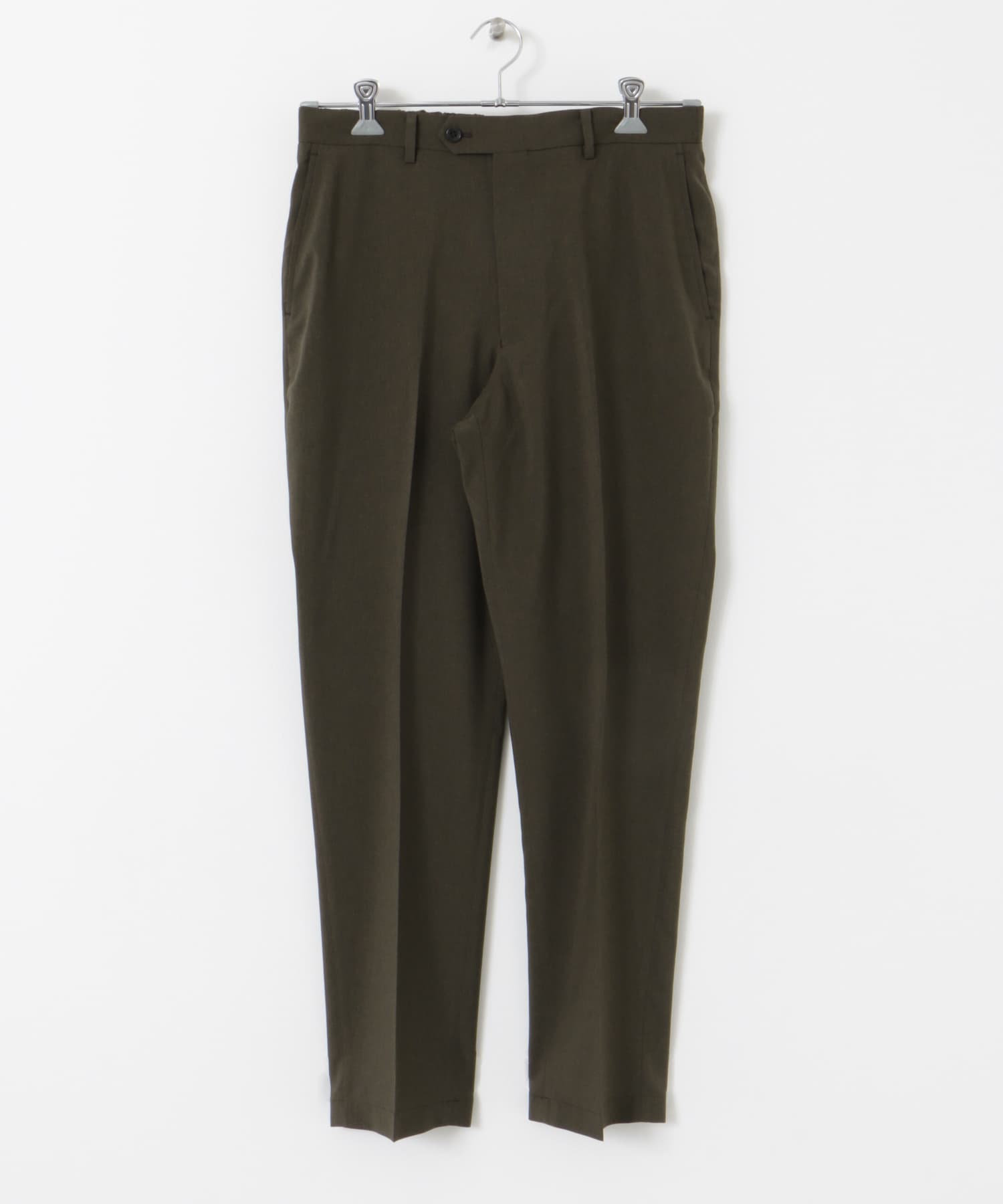 LIFE STYLE TAILOR　リネンライクコンフォータブルパンツ OLV BROWN S