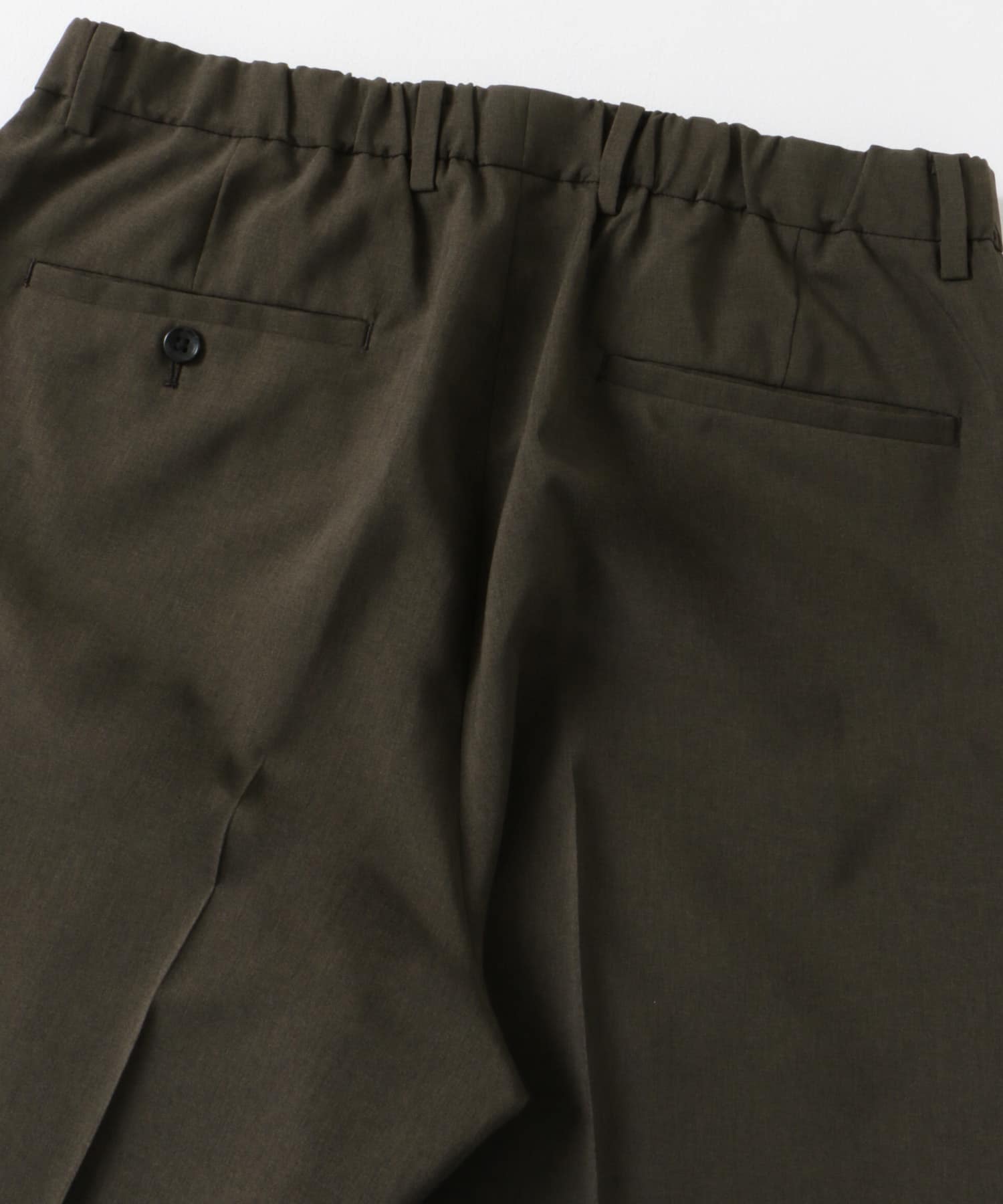 LIFE STYLE TAILOR　リネンライクコンフォータブルパンツ OLV BROWN S