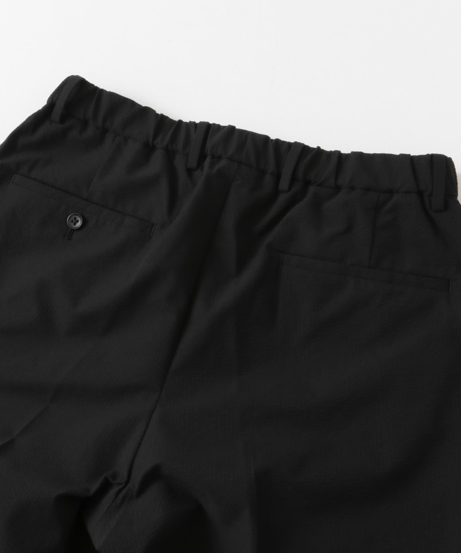 『イージーケア』LIFE STYLE TAILOR　シアサッカーコンフォータブルパンツ BLACK S