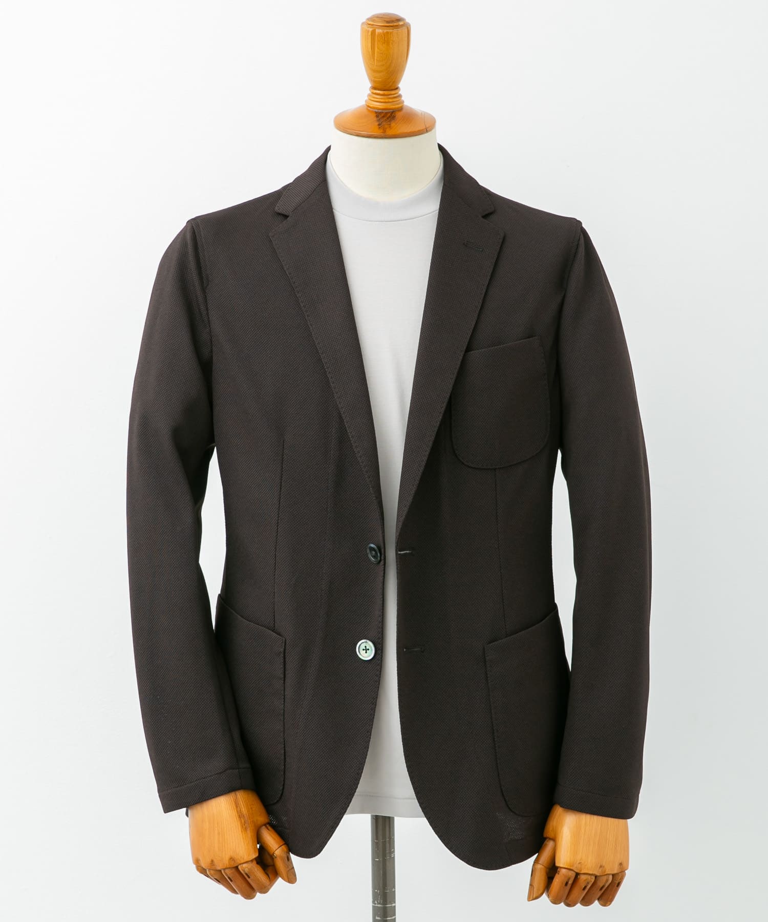 『イージーケア/速乾』LIFE STYLE TAILOR　メランジニットイージージャケット BROWN 46
