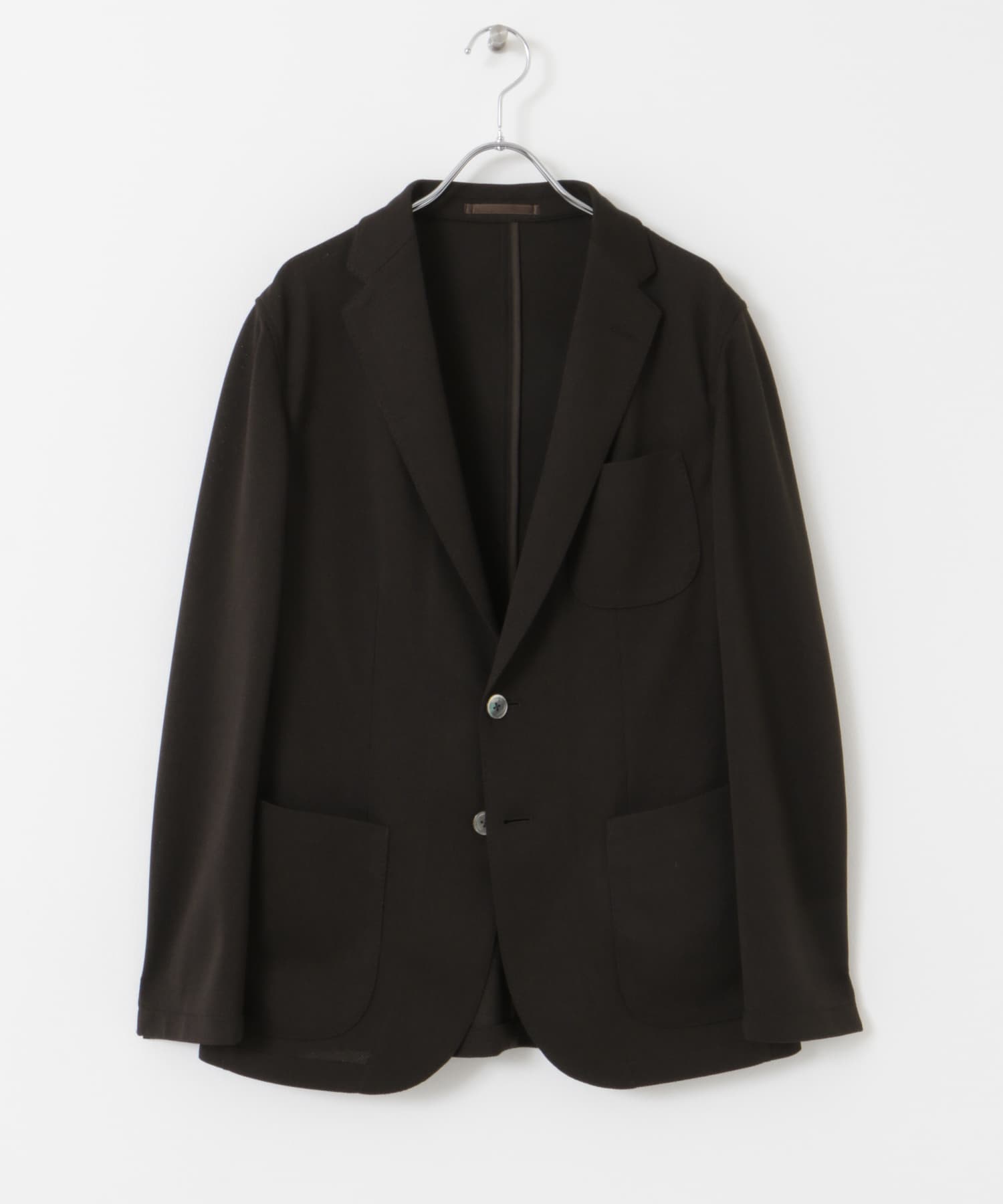『イージーケア/速乾』LIFE STYLE TAILOR　メランジニットイージージャケット BROWN 44