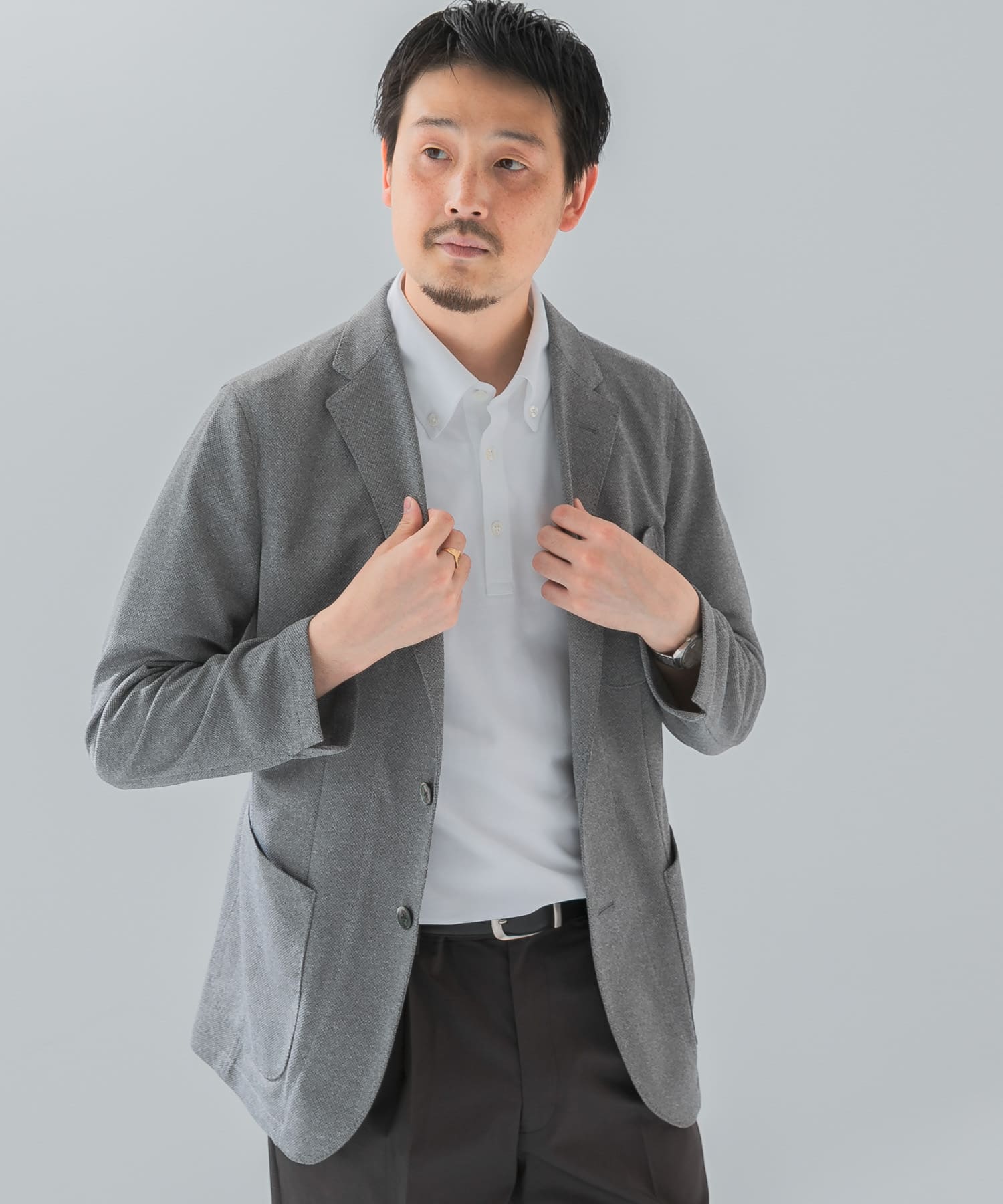 『イージーケア/速乾』LIFE STYLE TAILOR　メランジニットイージージャケット