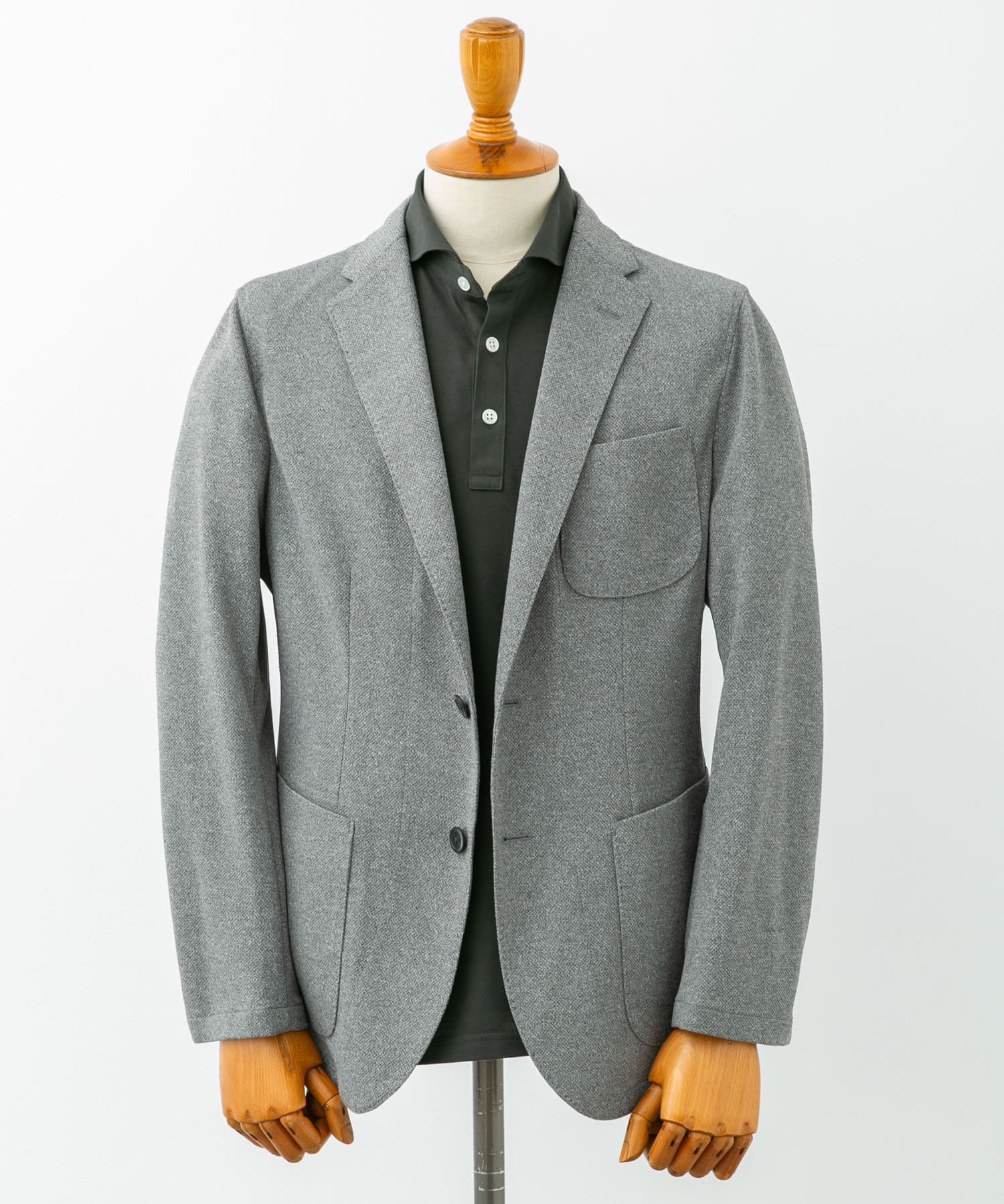 『イージーケア/速乾』LIFE STYLE TAILOR　メランジニットイージージャケット GRAY 48