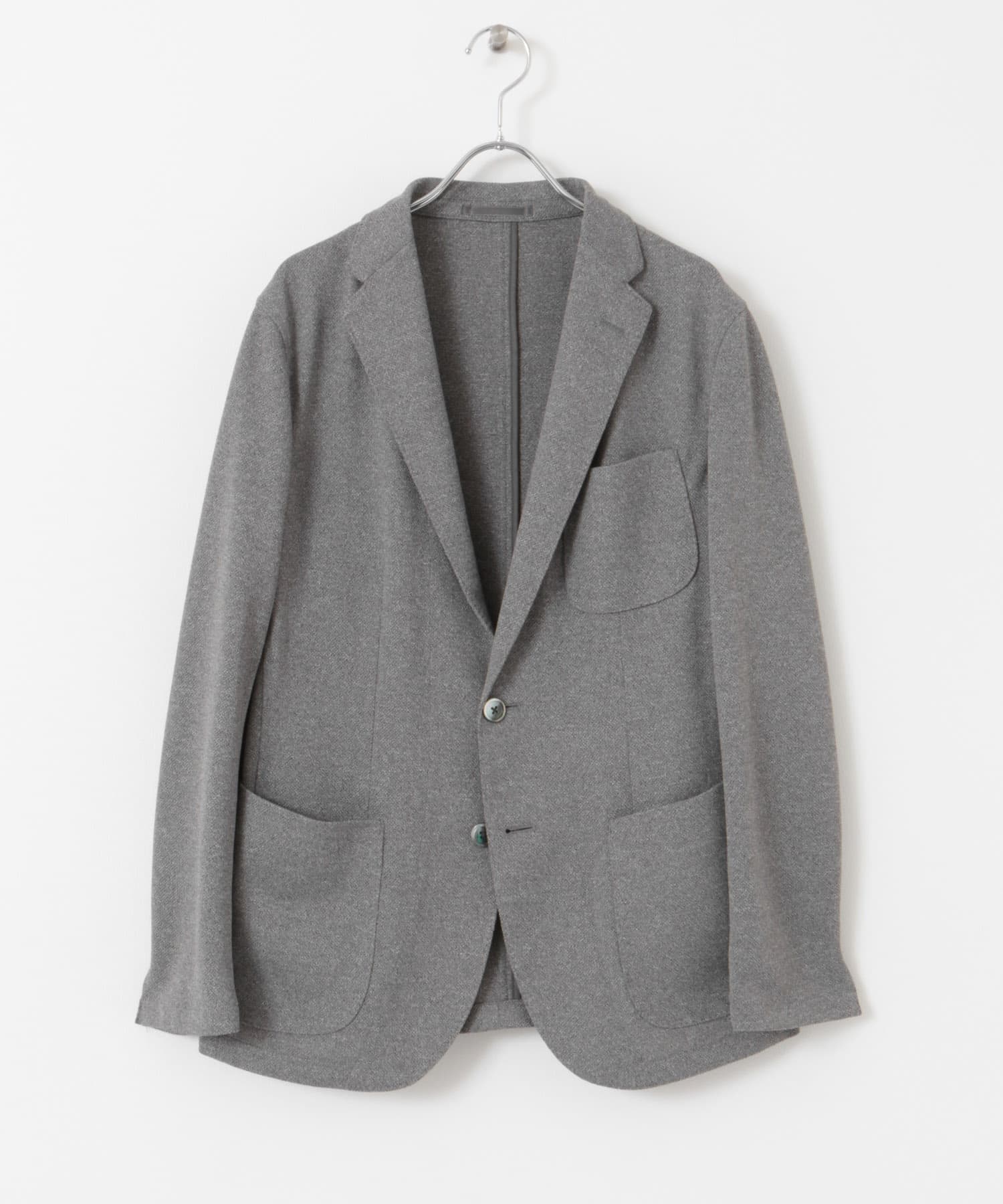 『イージーケア/速乾』LIFE STYLE TAILOR　メランジニットイージージャケット GRAY 44