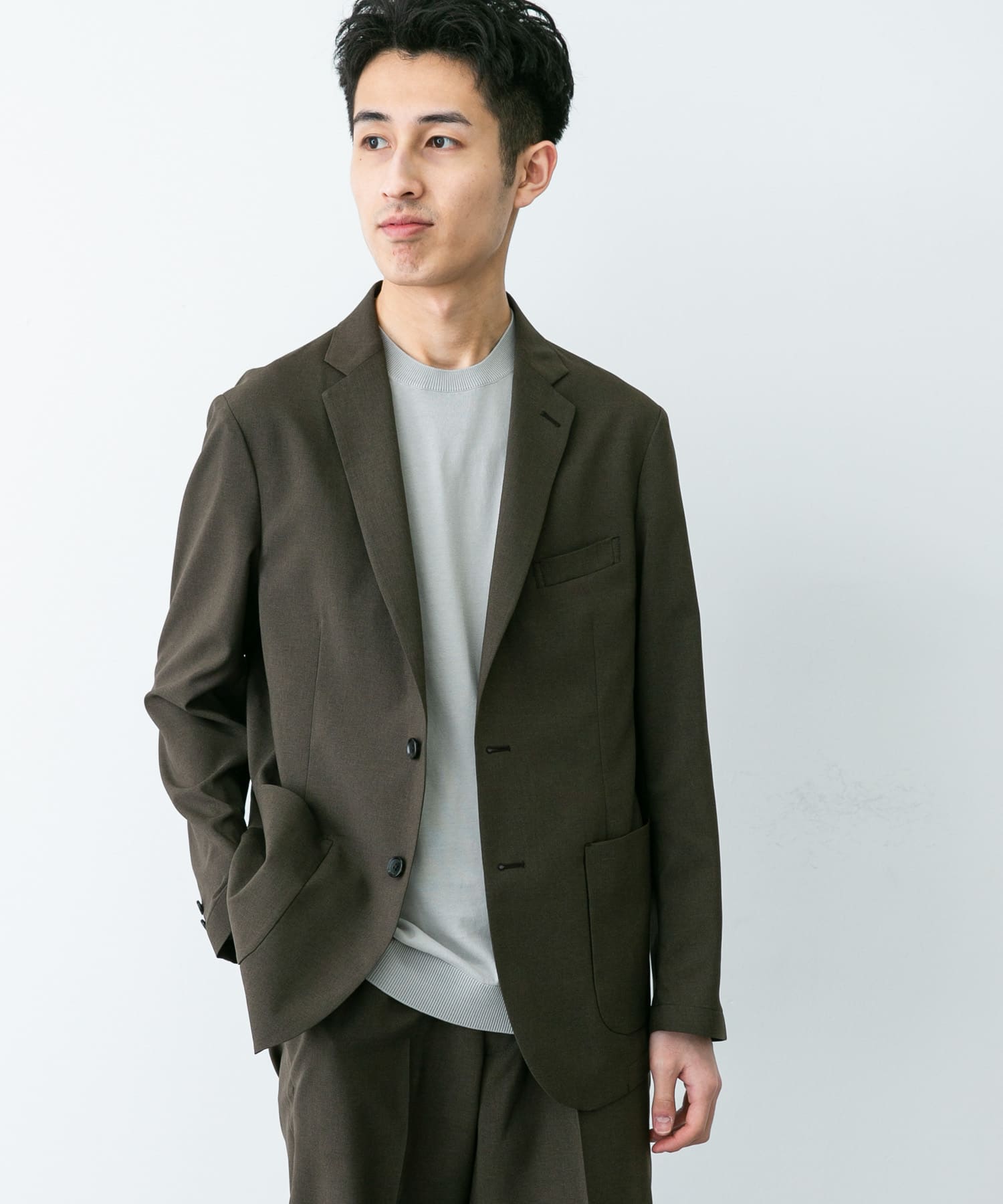 LIFE STYLE TAILOR リネンライクコンフォータブルジャケット(S NAVY
