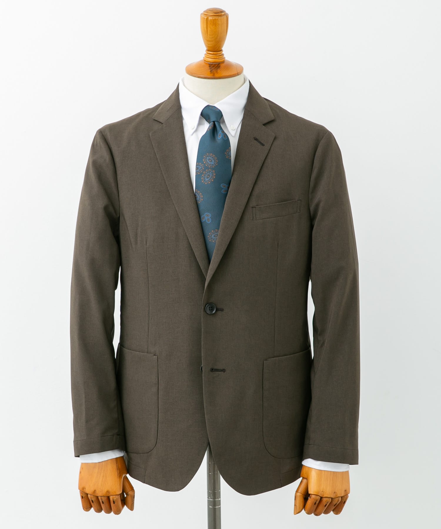 LIFE STYLE TAILOR　リネンライクコンフォータブルジャケット OLV BROWN M