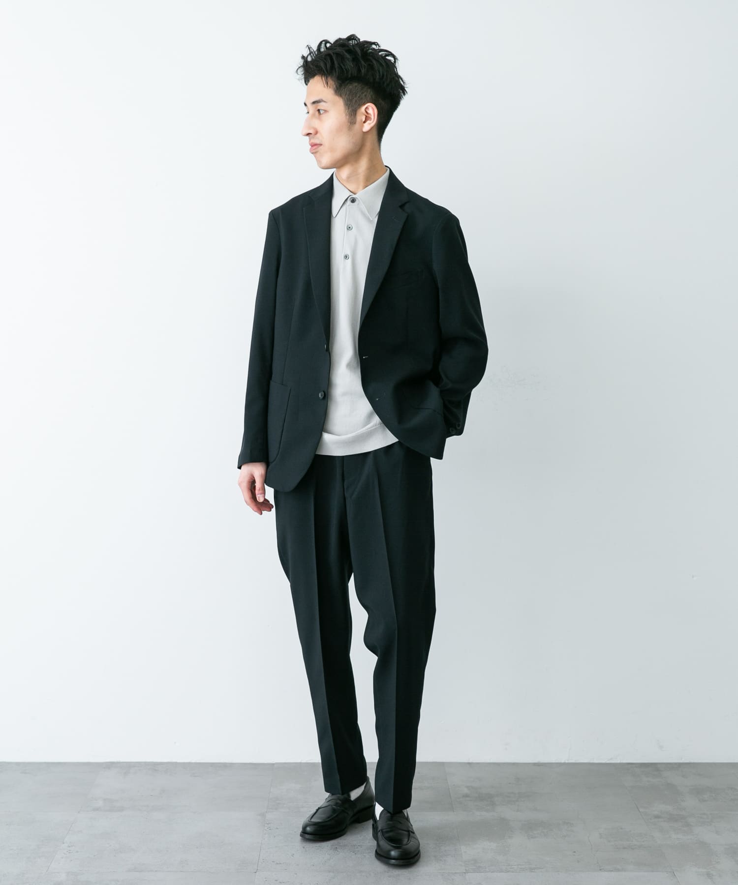 LIFE STYLE TAILOR リネンライクコンフォータブルジャケット(S NAVY LIFE STYLE TAILOR リネンライクコンフォータブルジャケット(S NAVY