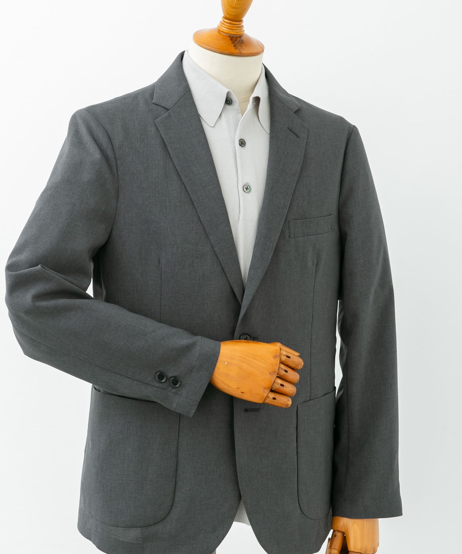 LIFE STYLE TAILOR　リネンライクコンフォータブルジャケット GRAY L