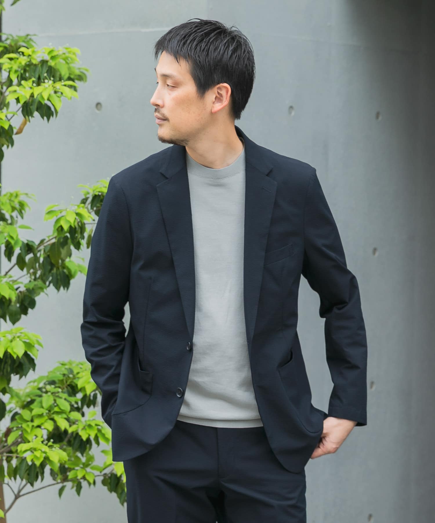 『イージーケア』LIFE STYLE TAILOR　シアサッカーコンフォータブルジャケット