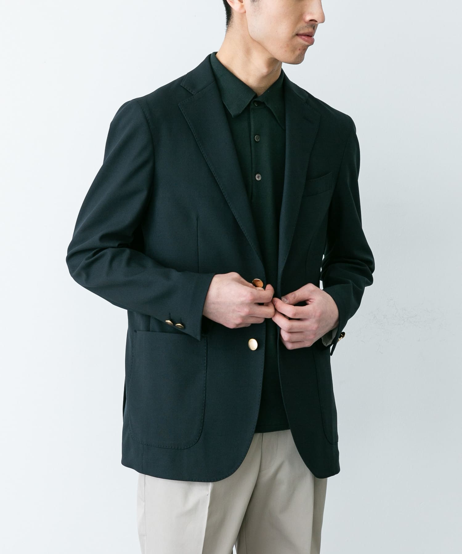 『イージーケア』LIFE STYLE TAILOR　ストレッチオックスメタルボタンブレザー