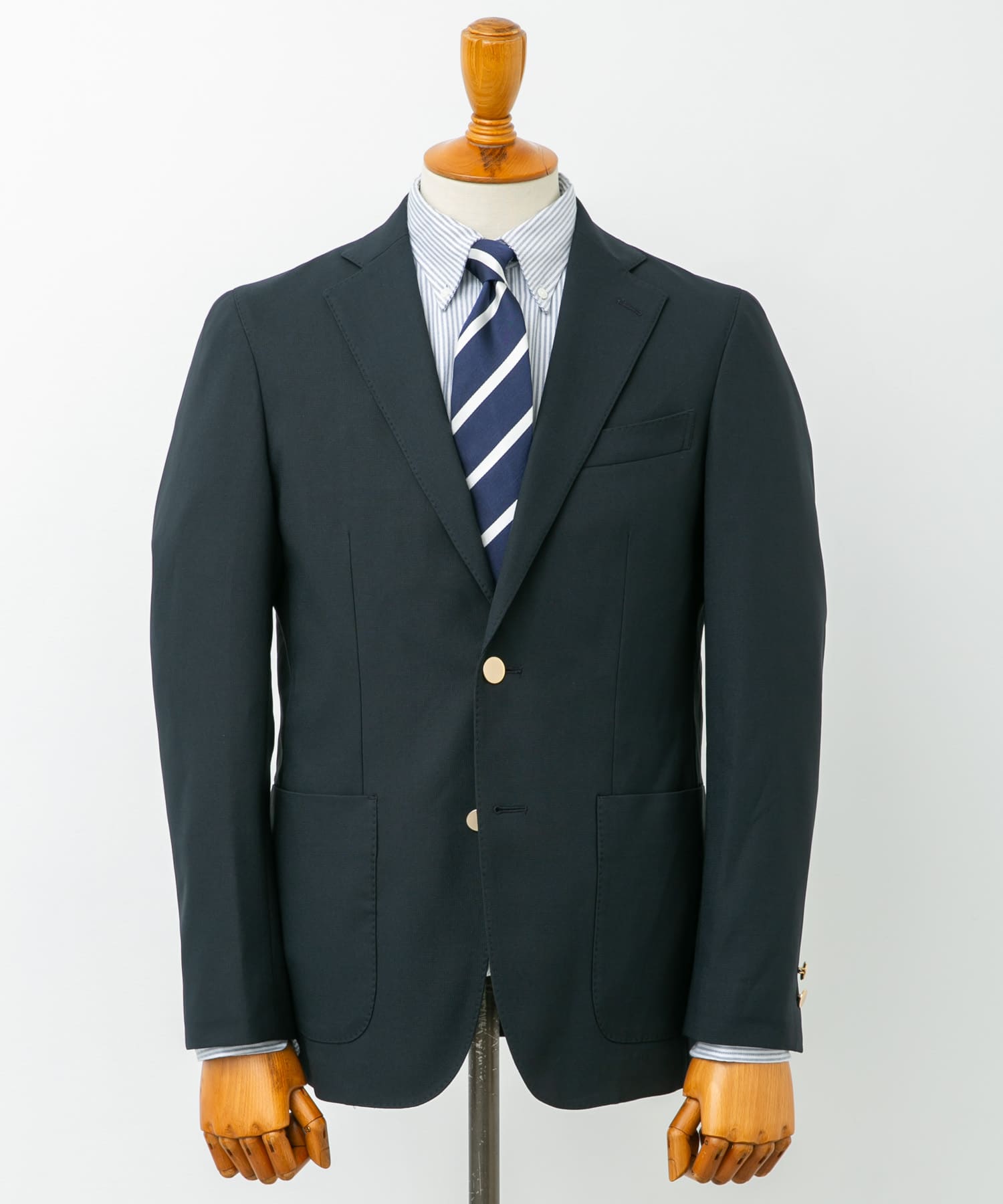 『イージーケア』LIFE STYLE TAILOR　ストレッチオックスメタルボタンブレザー NAVY 46