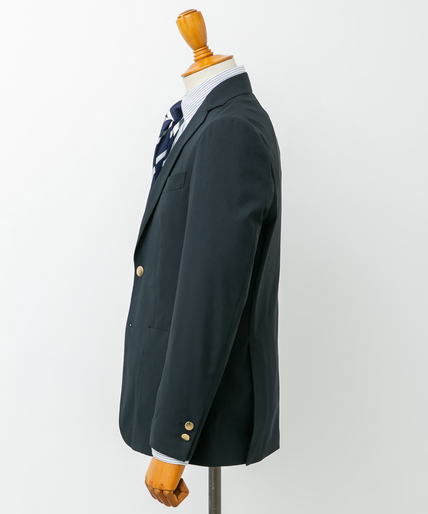 『イージーケア』LIFE STYLE TAILOR　ストレッチオックスメタルボタンブレザー NAVY 46