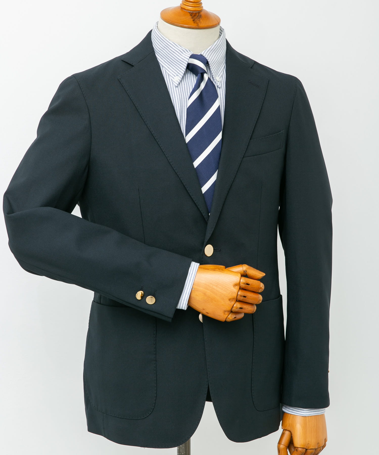 『イージーケア』LIFE STYLE TAILOR　ストレッチオックスメタルボタンブレザー NAVY 48