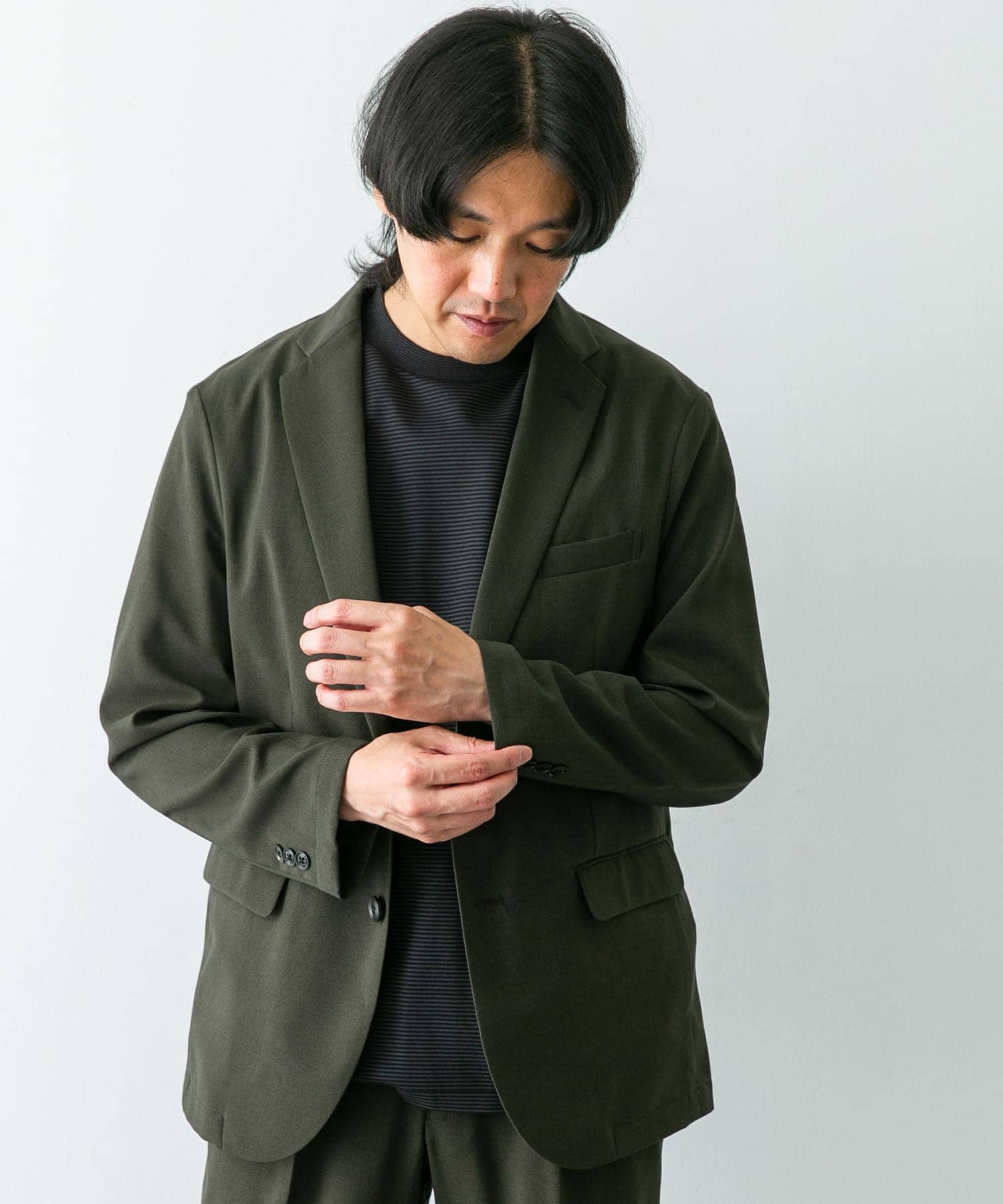 【値引　極美品】五大陸　メランジラッセルストレッチジャケット イージーケア』LIFE STYLE TAILOR メランジトロストレッチジャケット(S