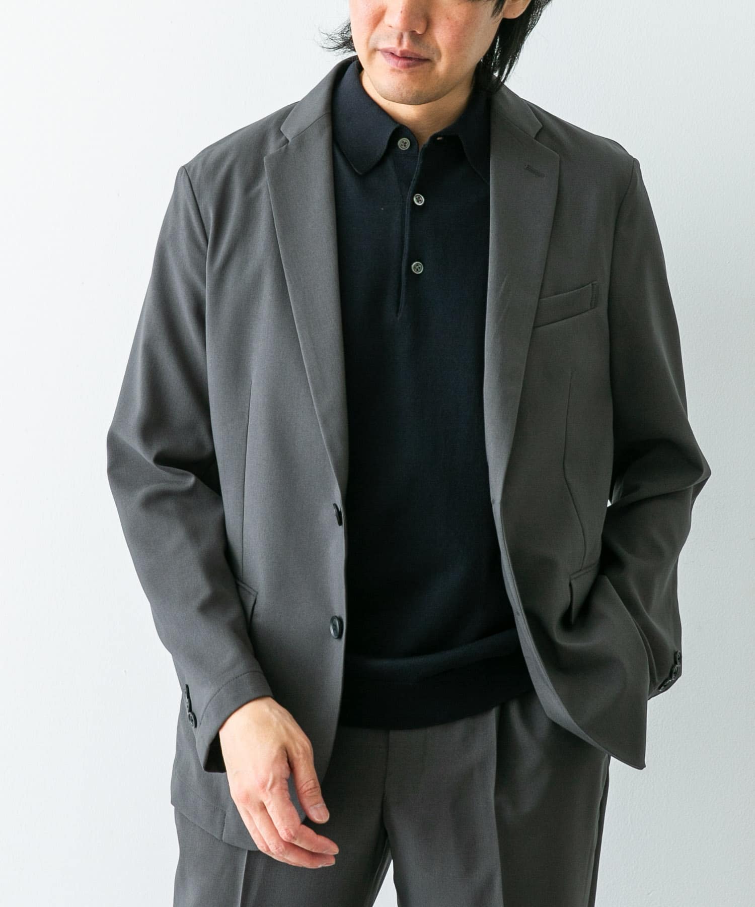 『イージーケア』LIFE STYLE TAILOR　メランジトロストレッチジャケット