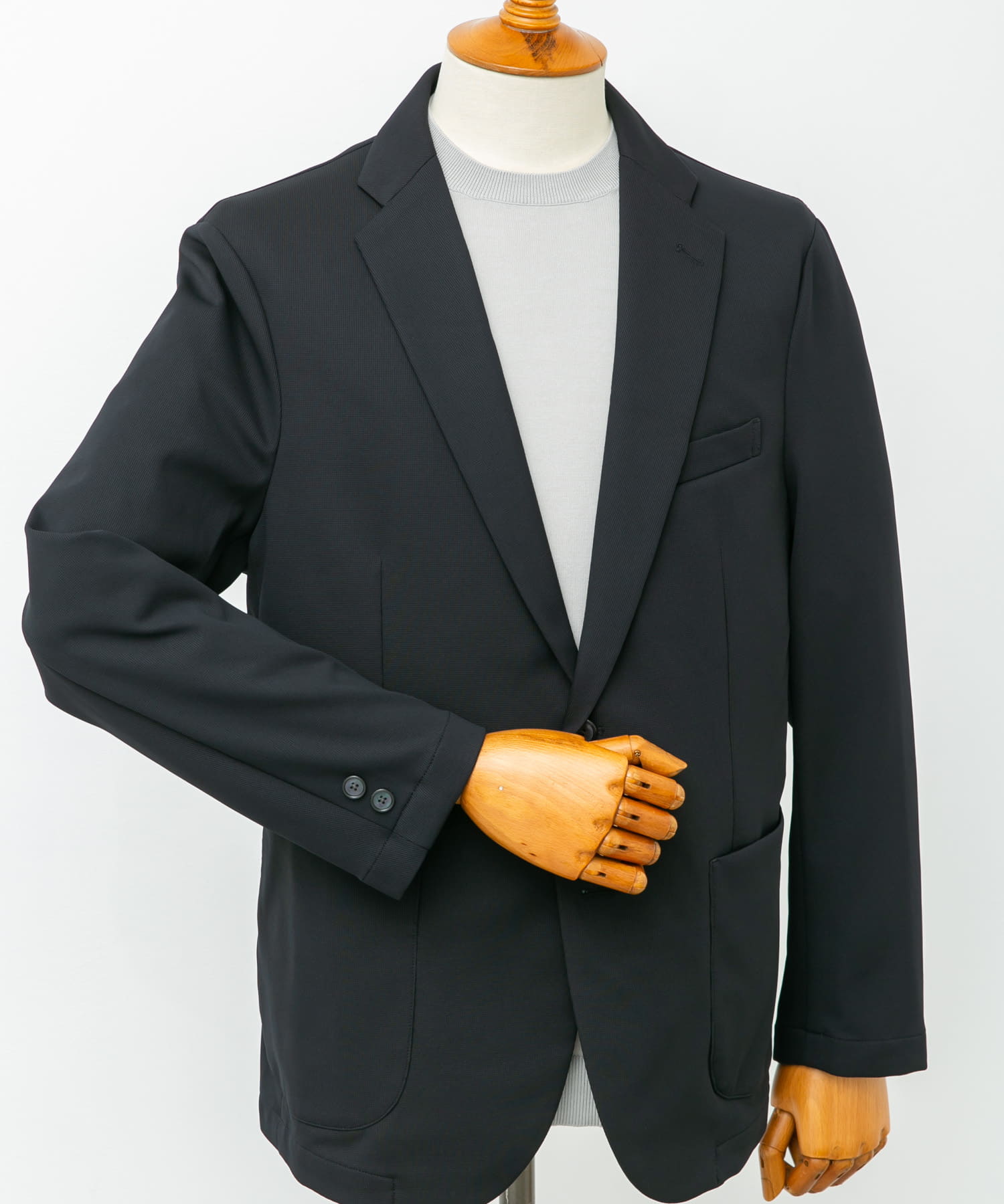 『イージーケア』LIFE STYLE TAILOR　サーフニットジャケット NAVY M