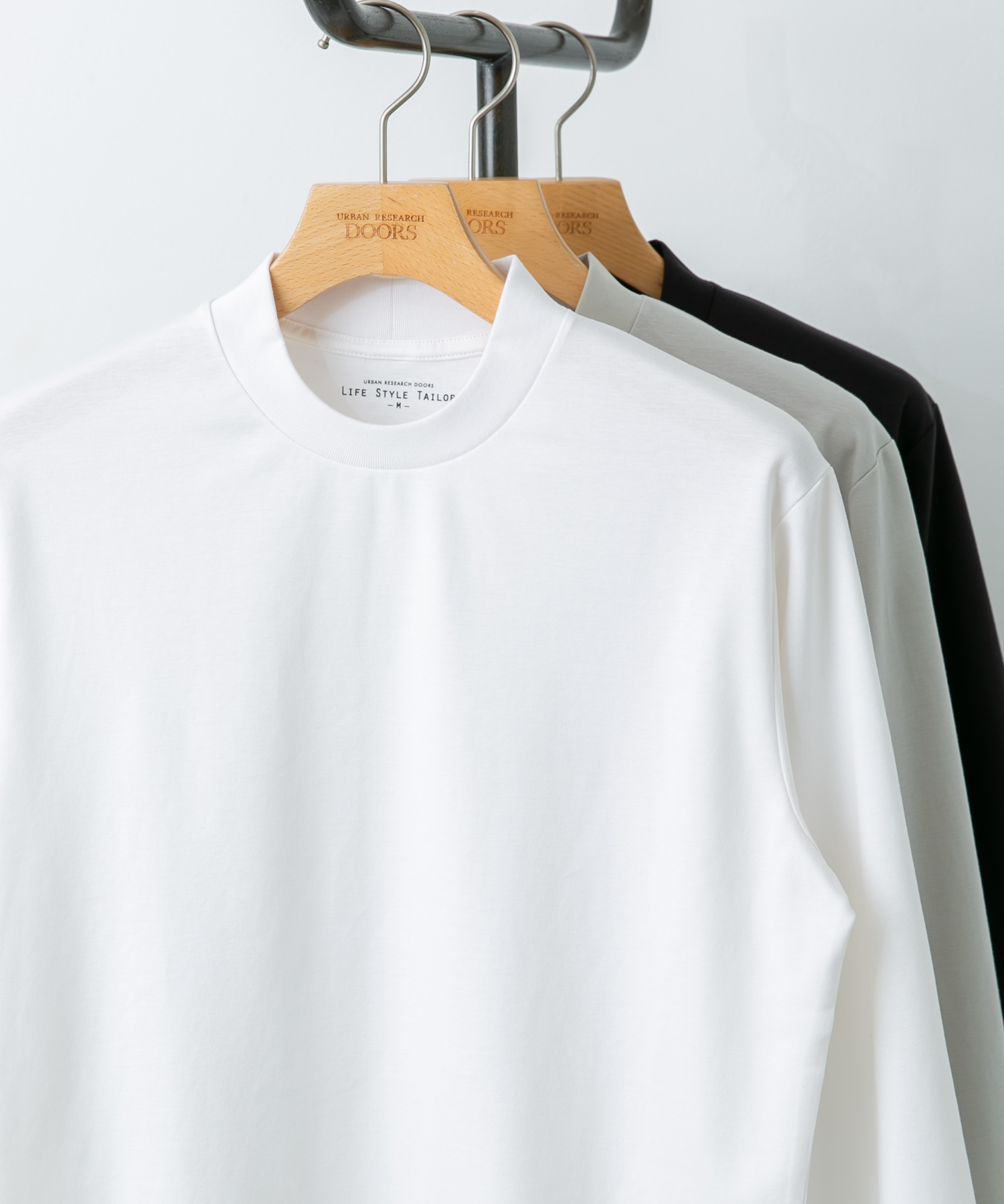 LIFE STYLE TAILOR　シルケットポンチストレッチ長袖Tシャツ