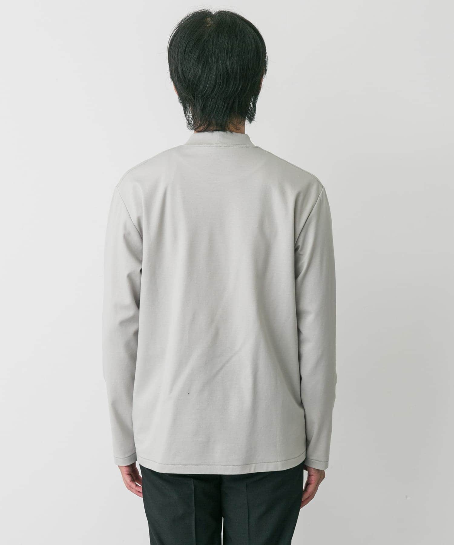 LIFE STYLE TAILOR　シルケットポンチストレッチ長袖Tシャツ ICE GRAY L