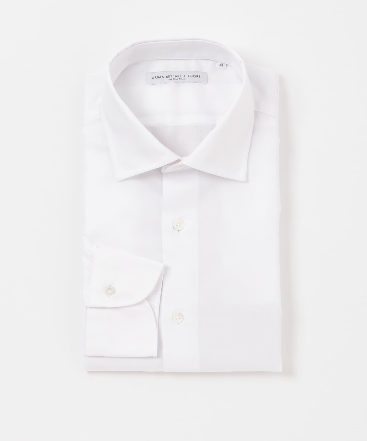 『イージーケア』LIFE STYLE TAILOR　セミワイドツイル無地シャツ WHITE 37