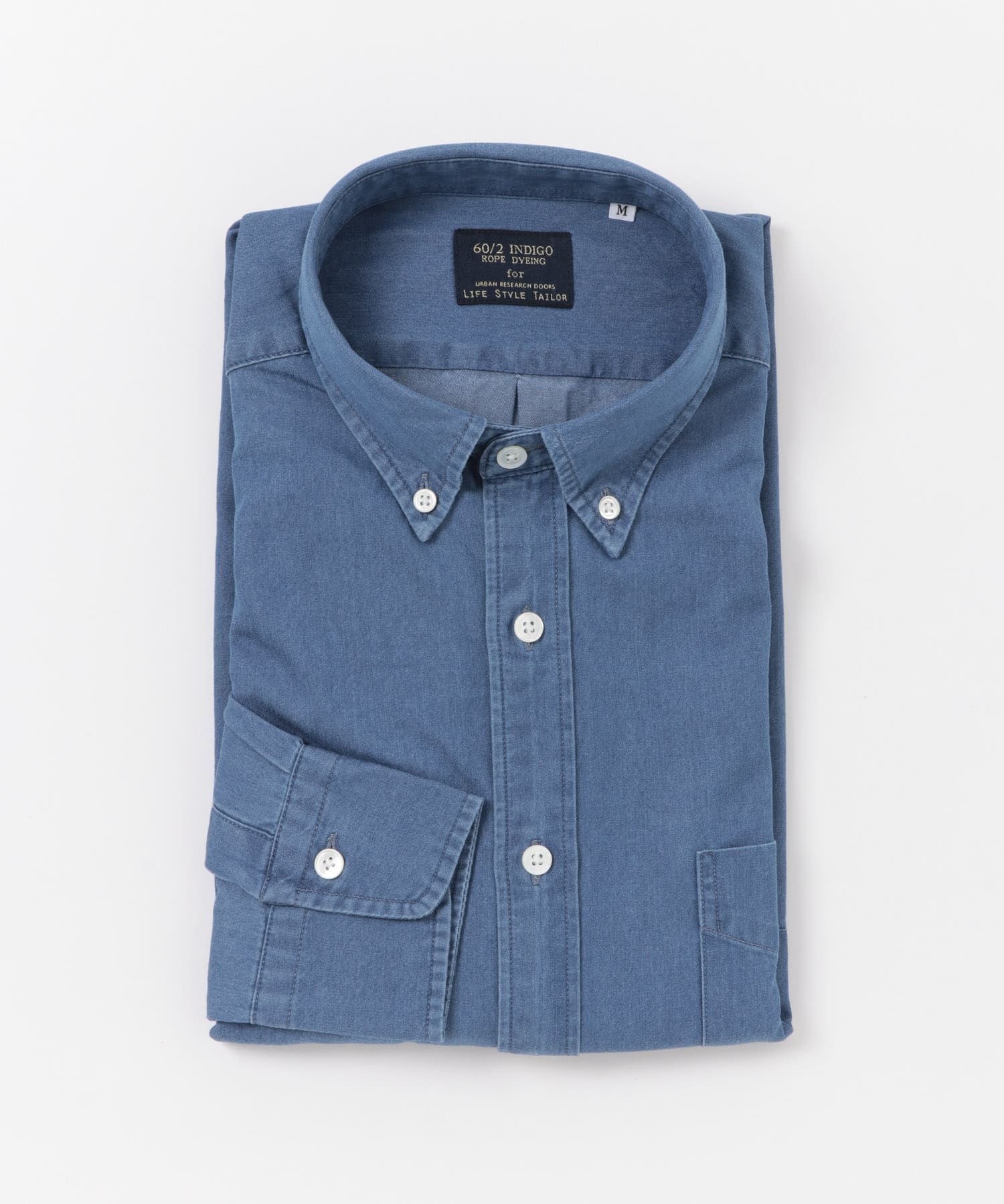 LIFE STYLE TAILOR　デニムボタンダウンシャツ BLUE S