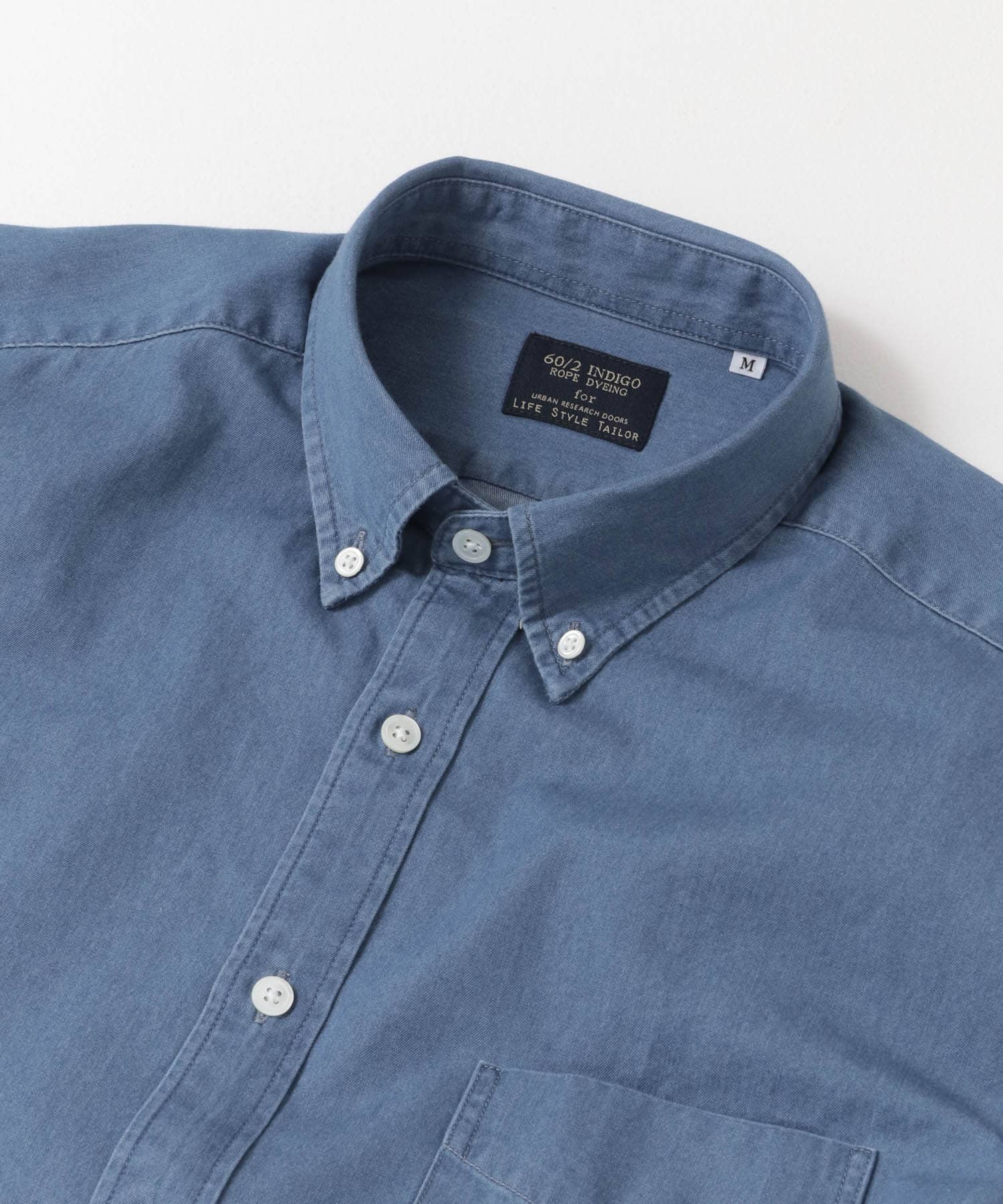 LIFE STYLE TAILOR　デニムボタンダウンシャツ BLUE S