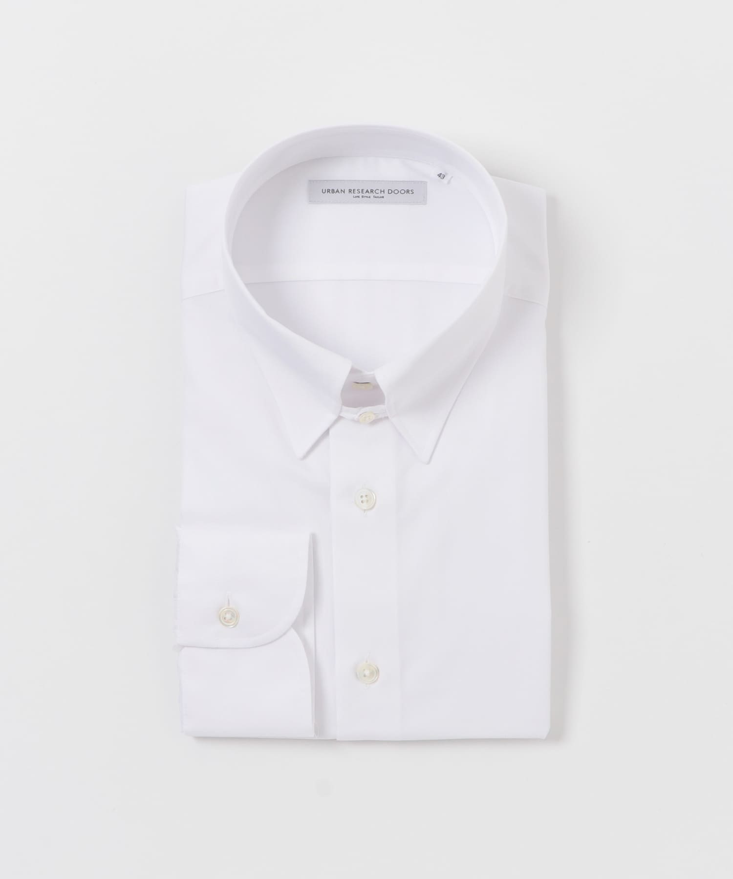 『イージーケア』LIFE STYLE TAILOR　タブカラーブロードシャツ WHITE 37