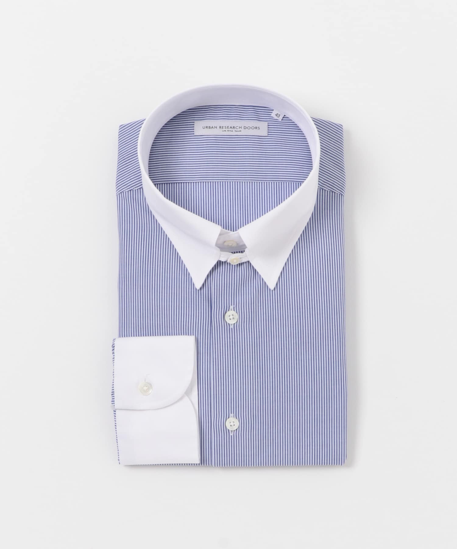 『イージーケア』LIFE STYLE TAILOR　タブカラークレリックシャツ STRIPE 37