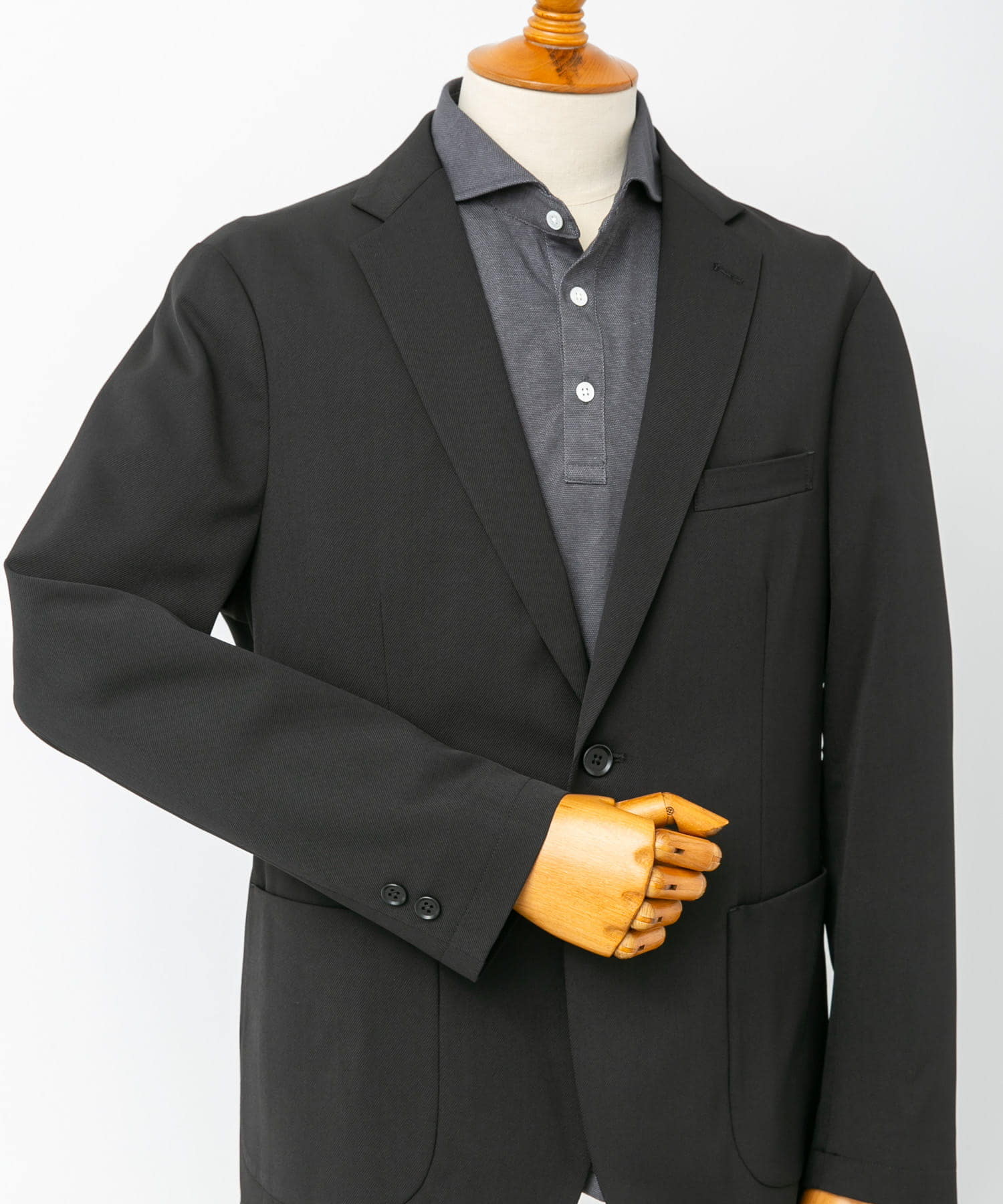 『イージーケア』LIFE STYLE TAILOR　カルゼストレッチコンフォータブルジャケット BLUE GRAY M