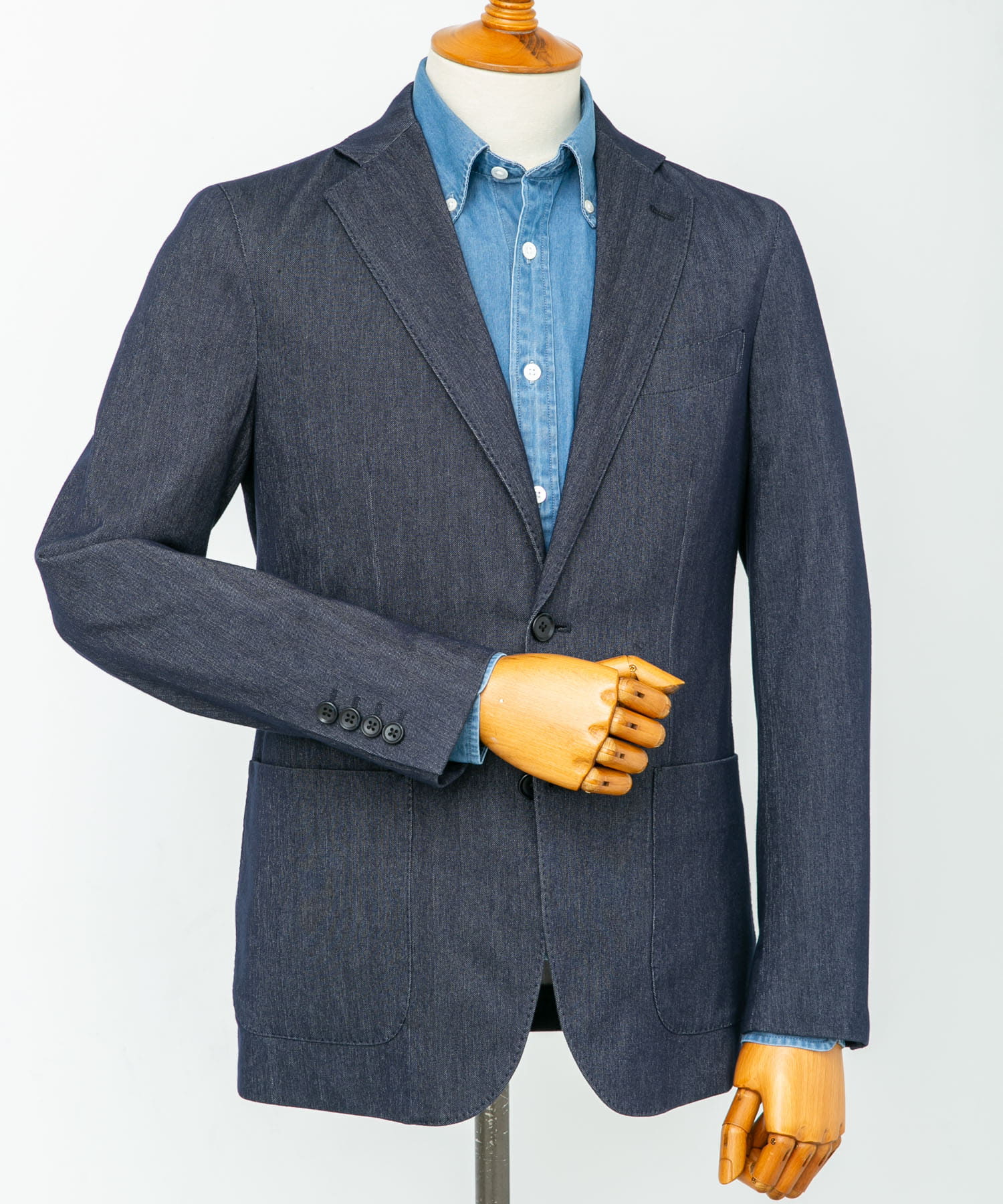 LIFE STYLE TAILOR　デニムライクニットジャケット NAVY 46