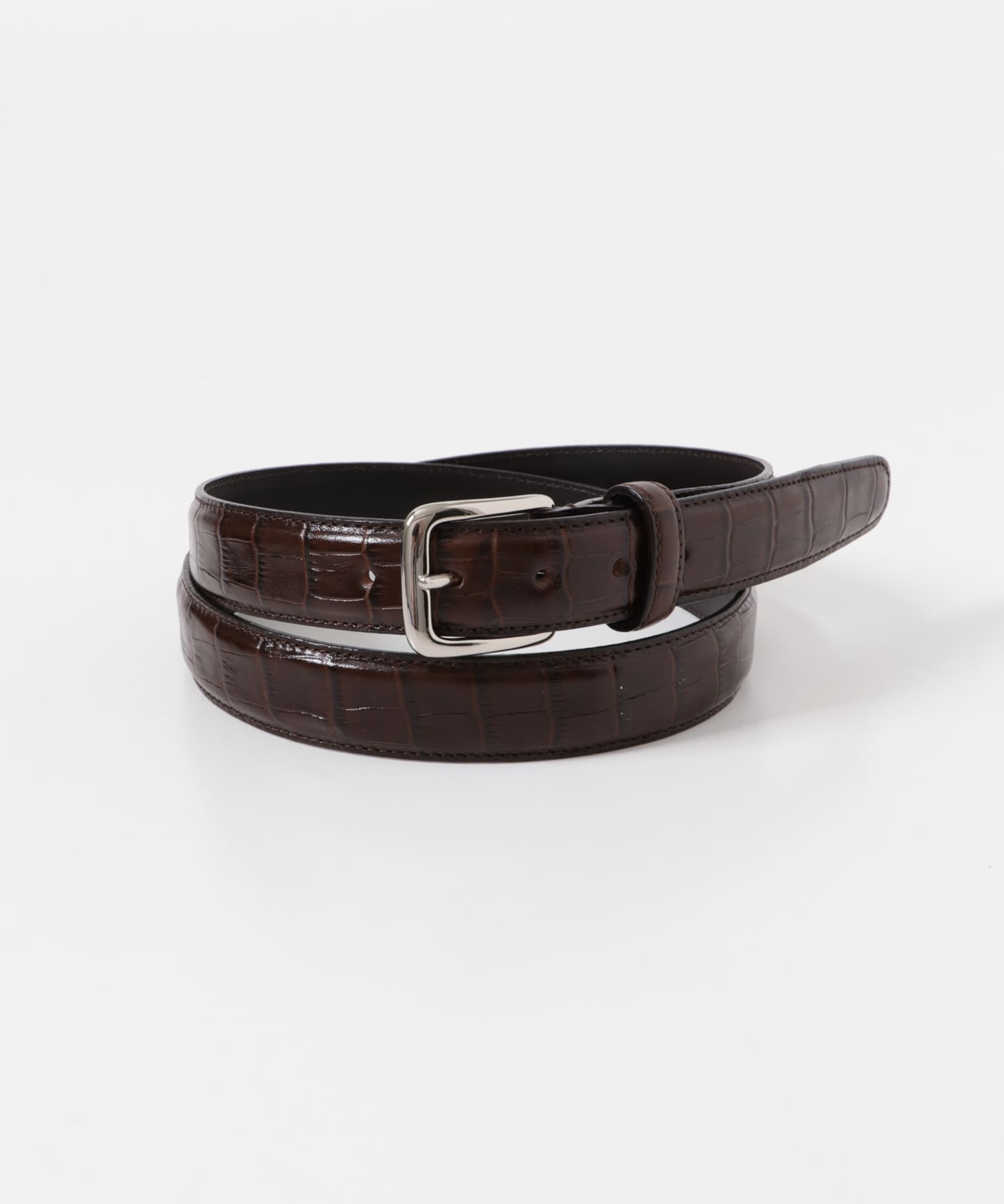 LIFE STYLE TAILOR　エンボスレザーベルト BROWN FREE