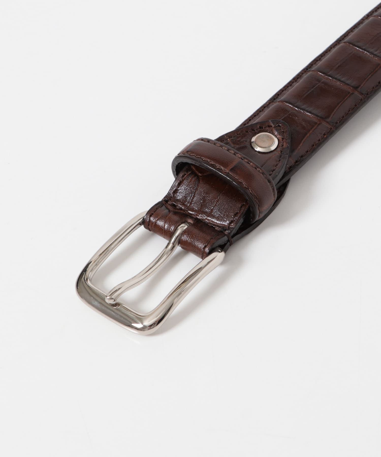 LIFE STYLE TAILOR　エンボスレザーベルト BROWN FREE