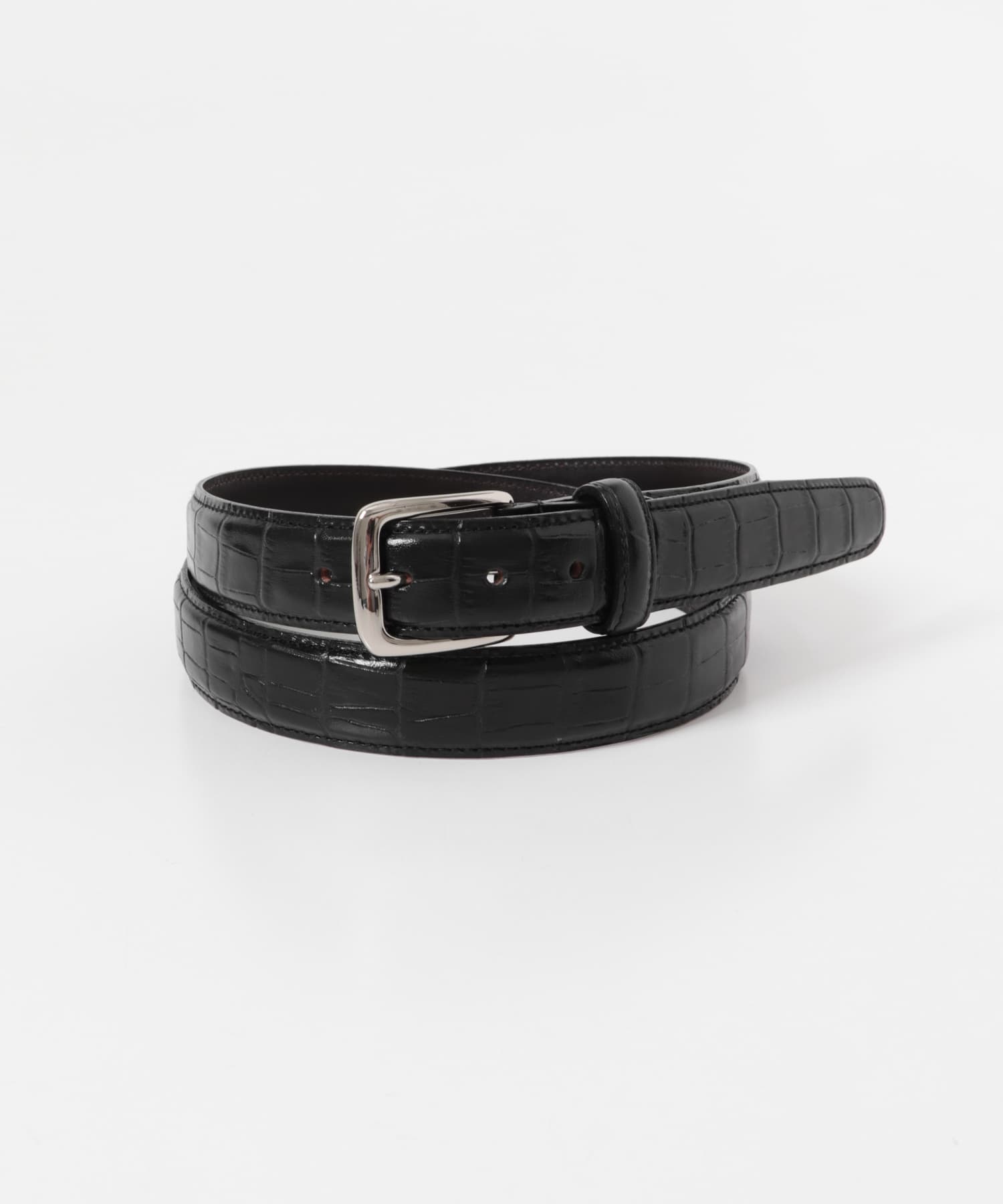 LIFE STYLE TAILOR　エンボスレザーベルト BLACK FREE