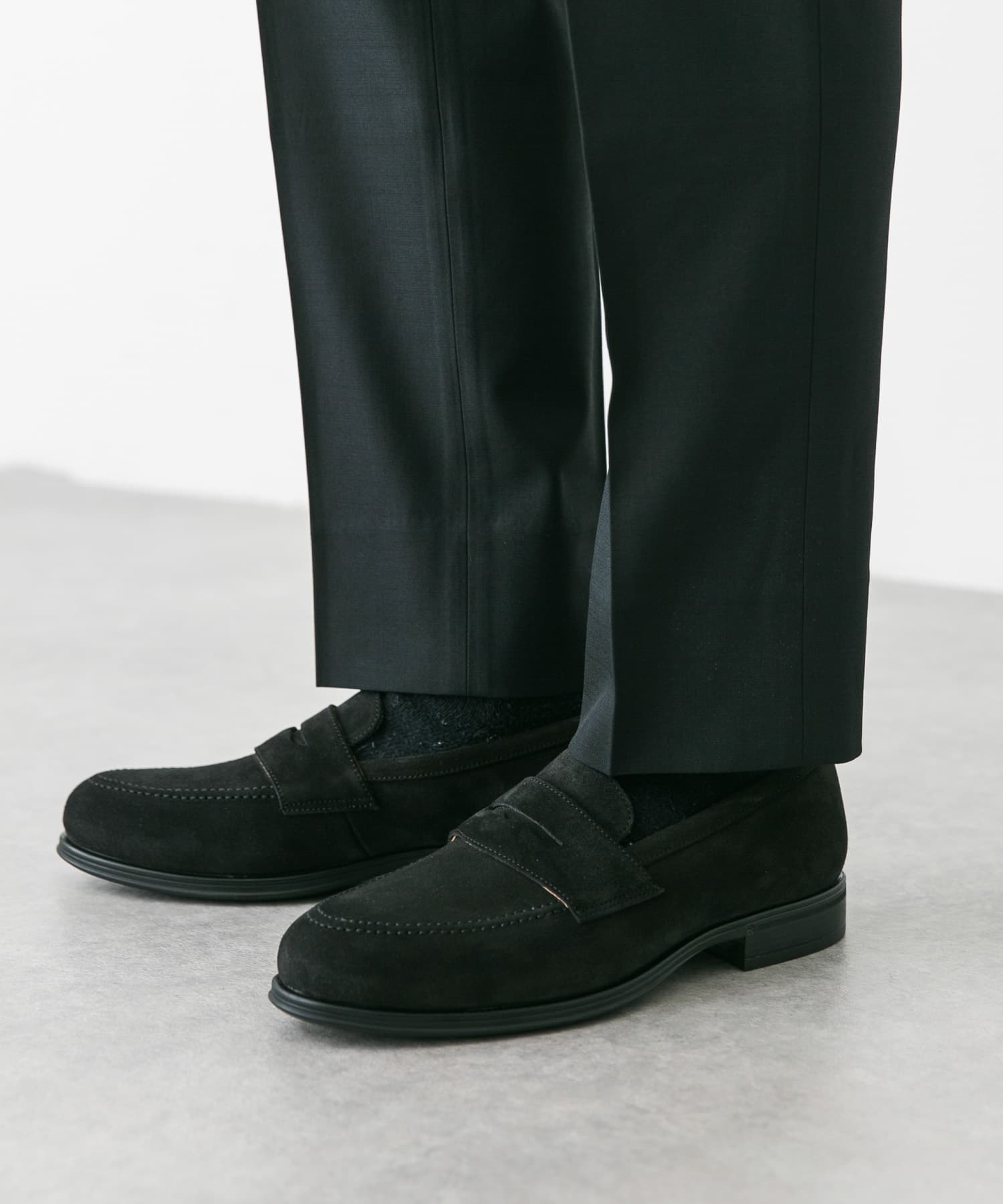 LIFE STYLE TAILOR マルチスペックスエードコインローファー(7 BLACK